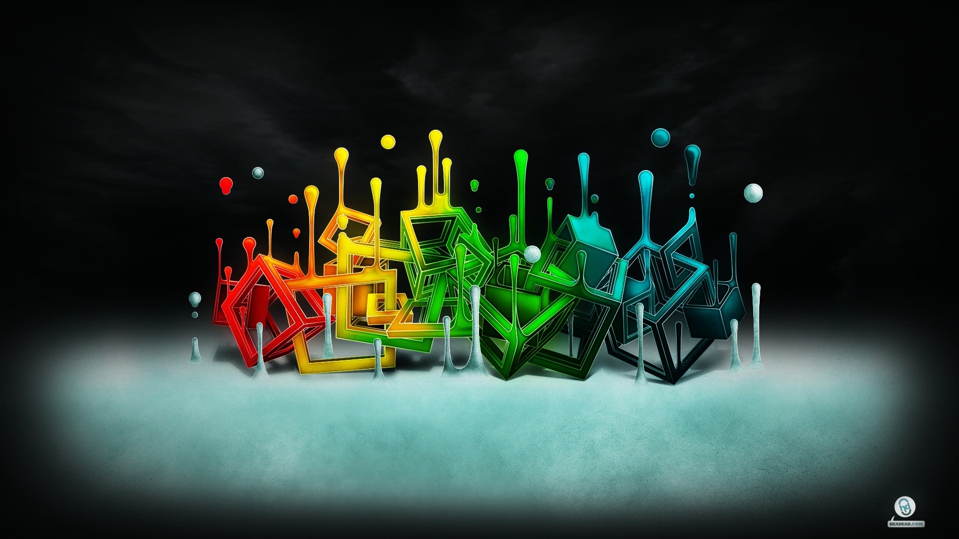 Цветные переплетающиеся кубы обои