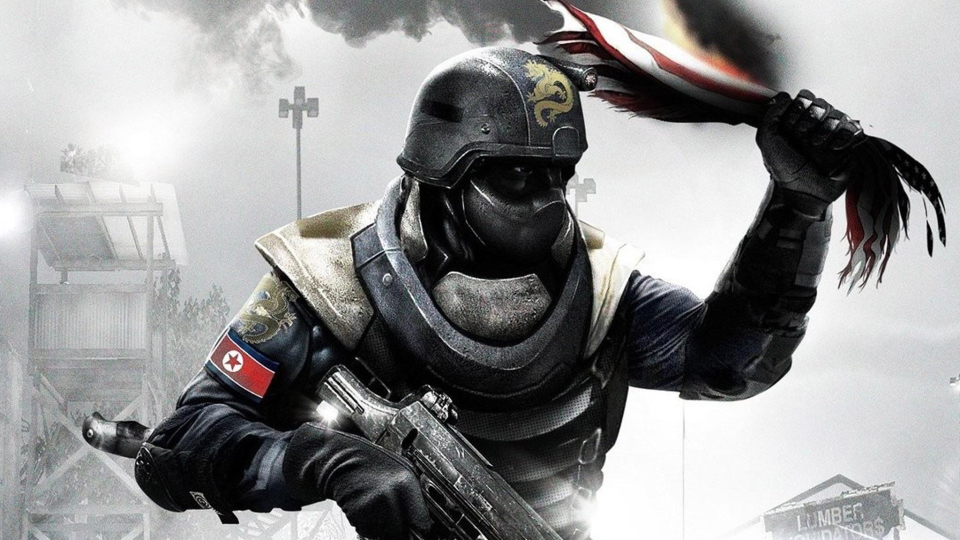 Китайский солдат жжет американский флаг обои