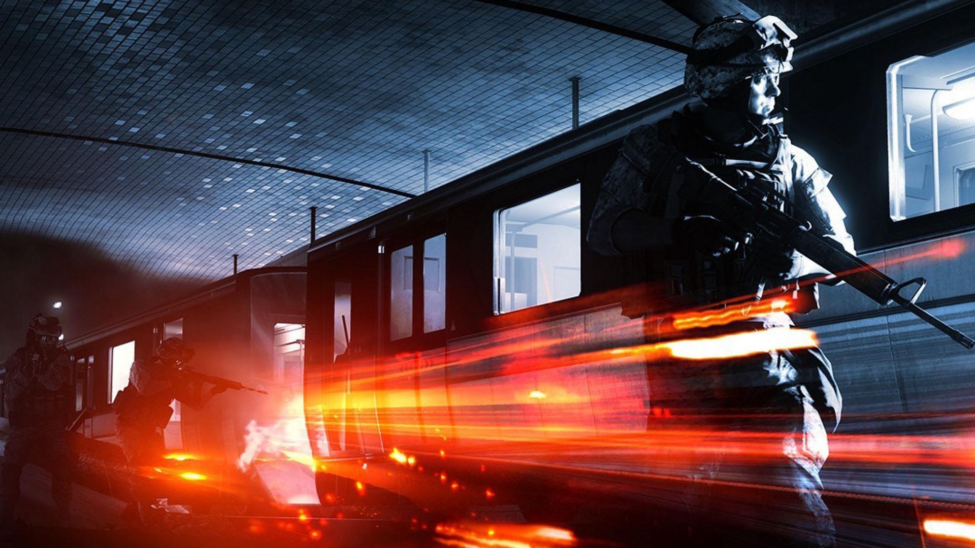 Солдаты на станции метро обои