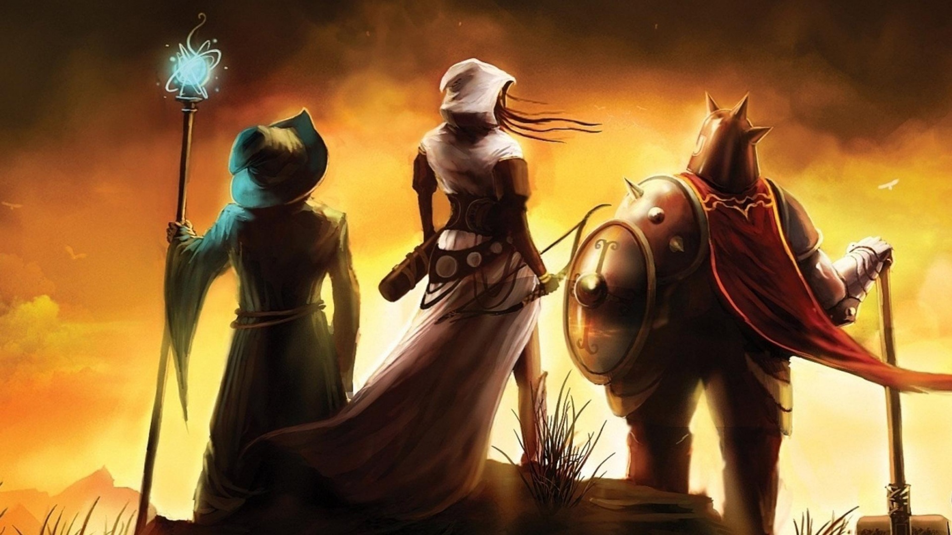 Воин, лучник и маг обои