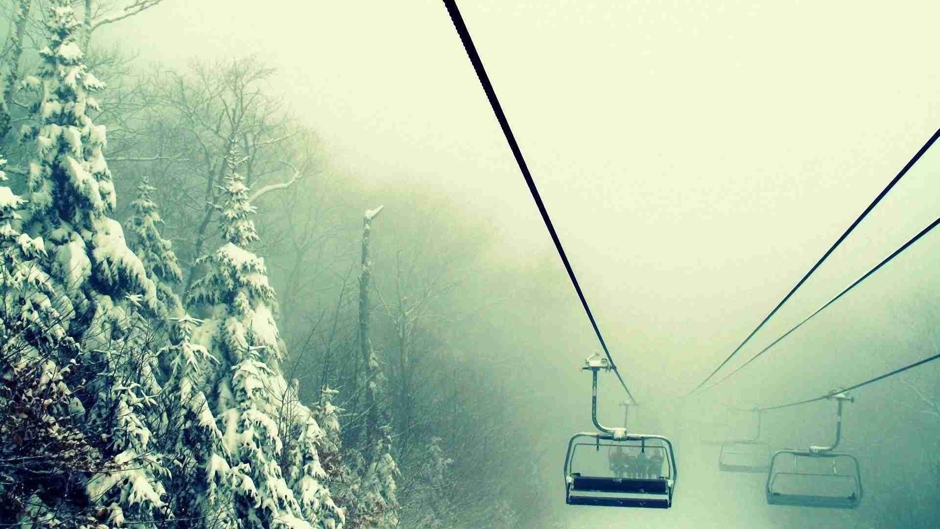 Канатная дорога в зиму обои