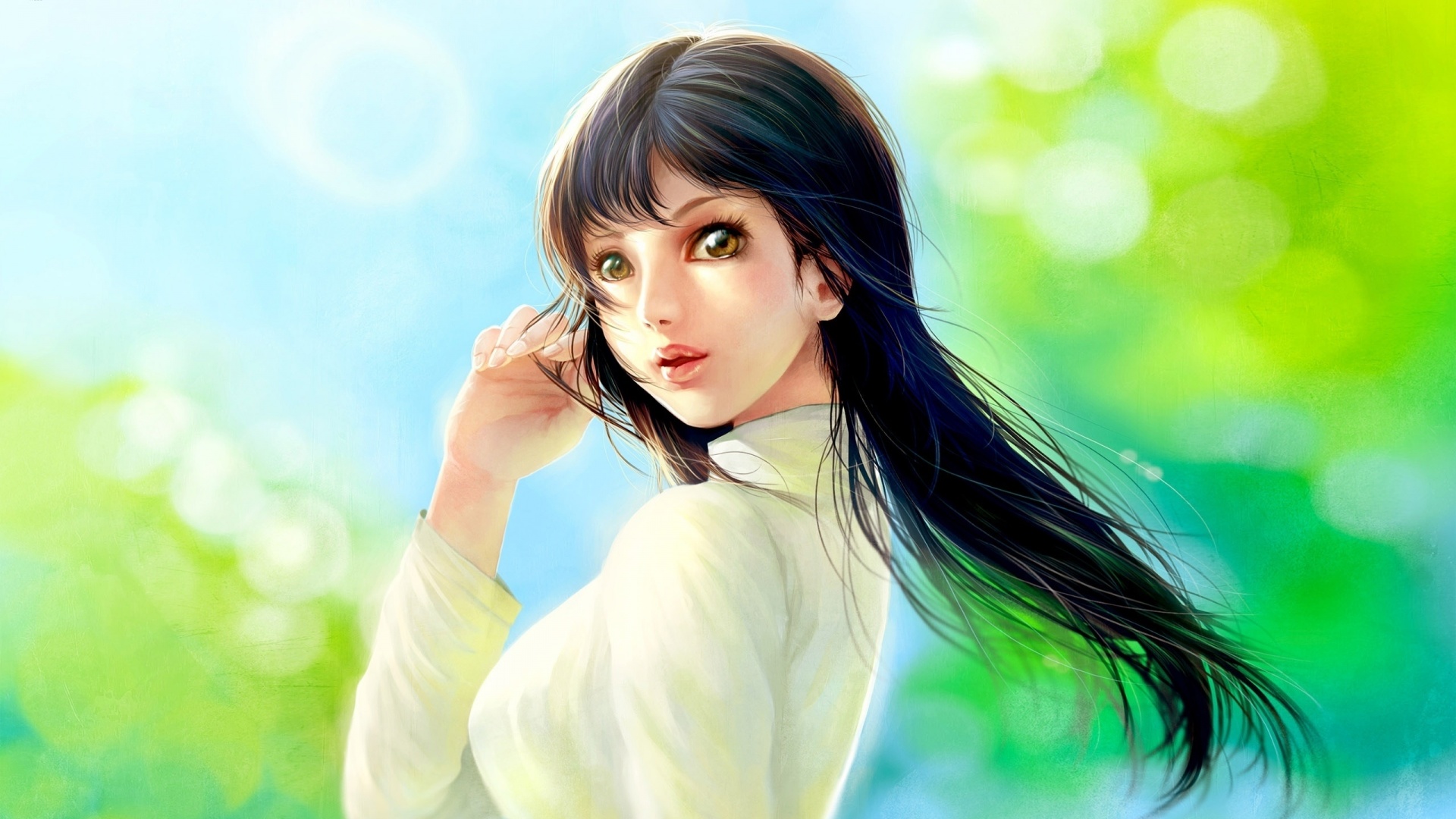 Девушка вполоборота обои