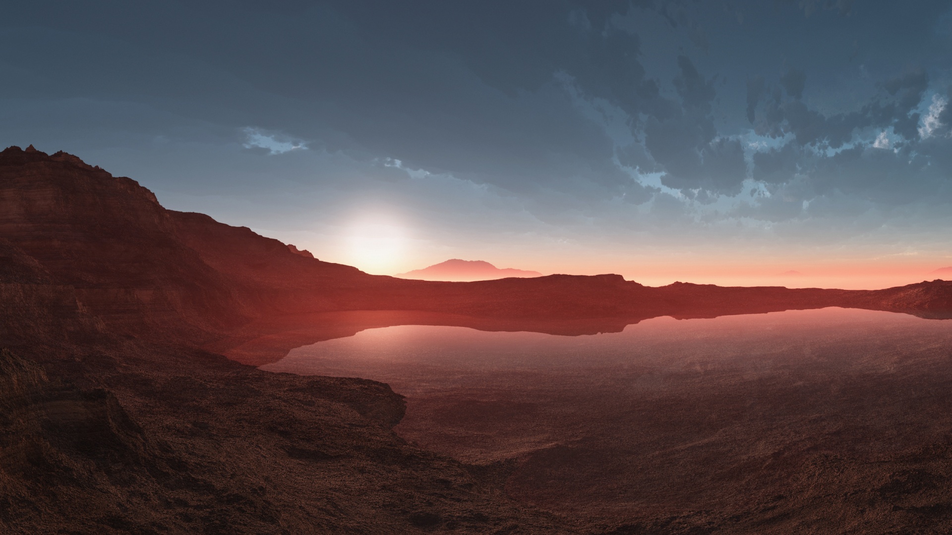 Озеро в каменистой пустыне обои