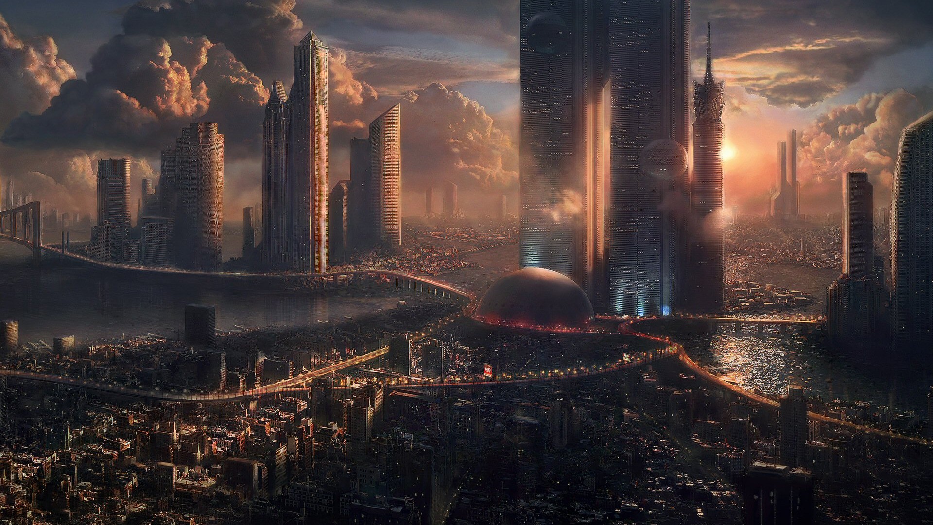 Город будущего обои