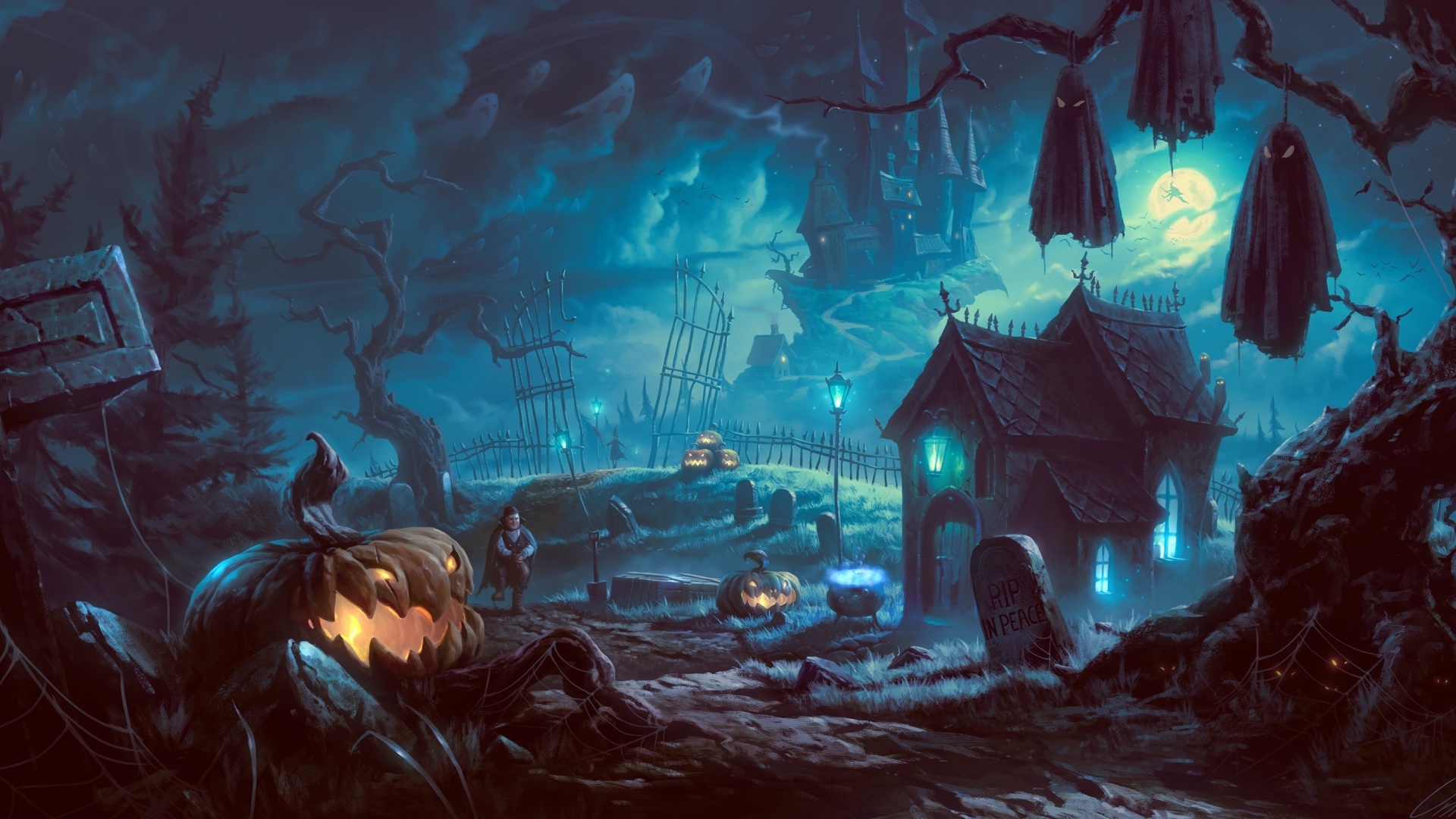 Кладбище на Хэллоувин обои