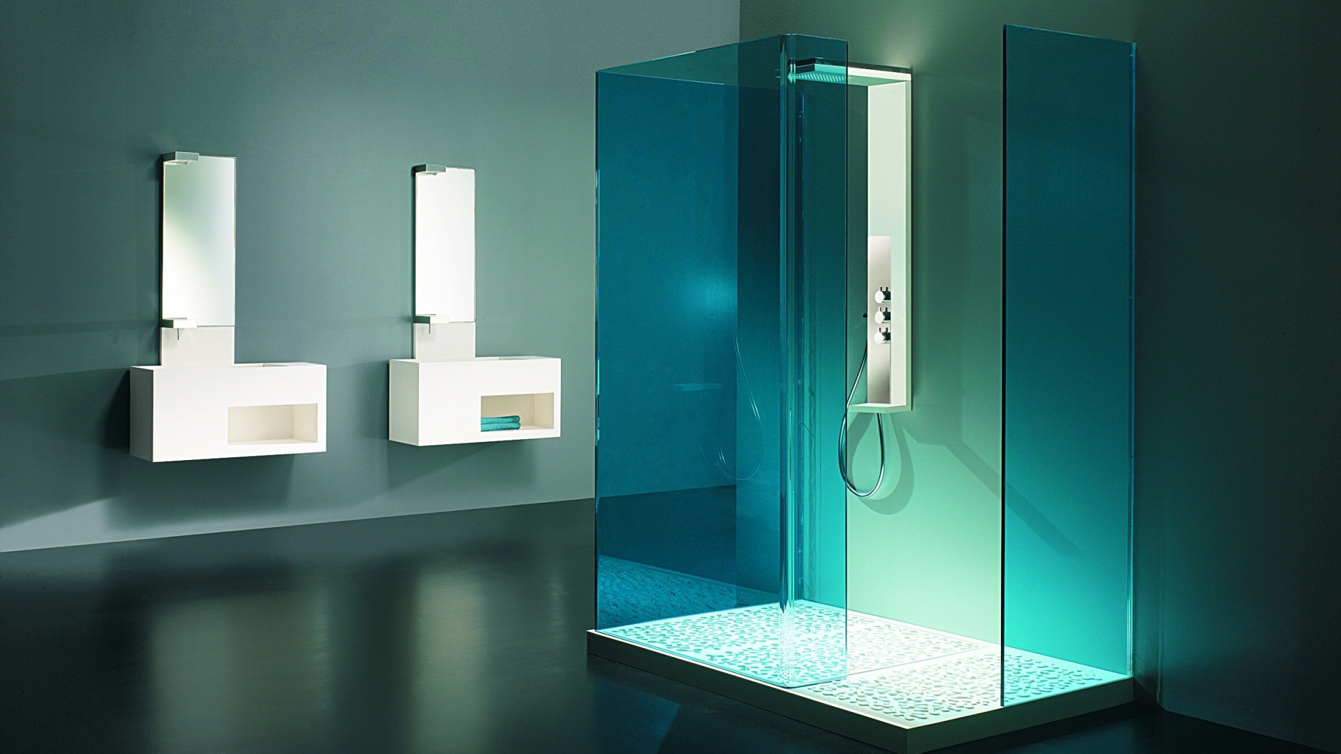 Ванная комната в стиле hi tech обои