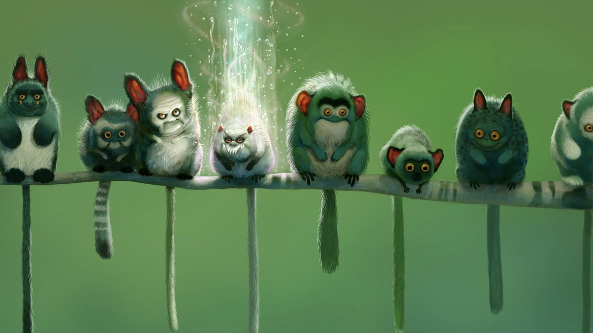 Существа на ветке обои