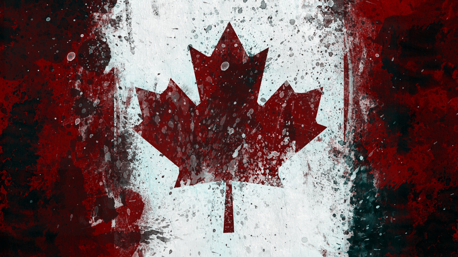 Флаг Канады нарисованный краской обои