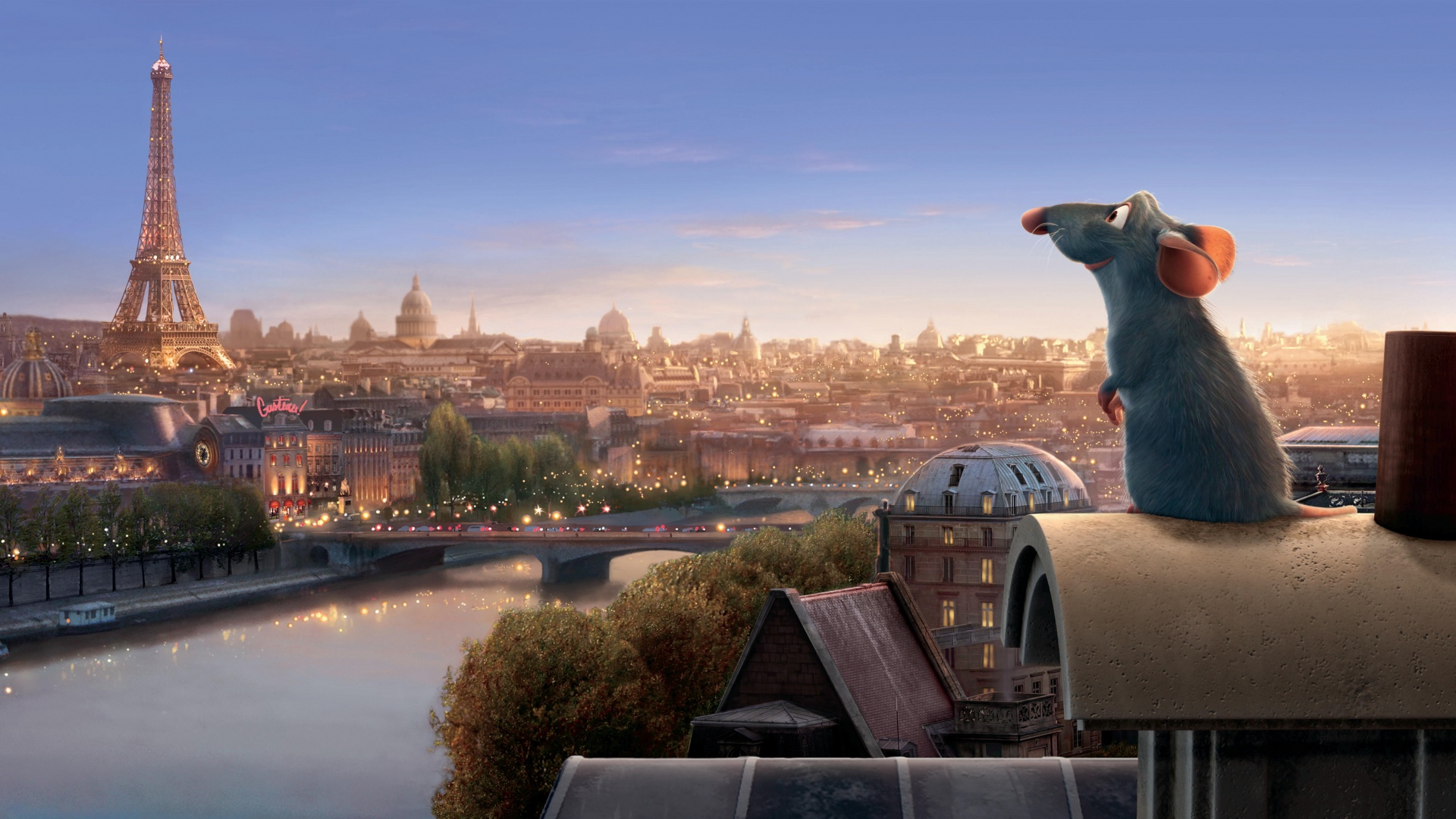 Рататуй на фоне Парижа обои