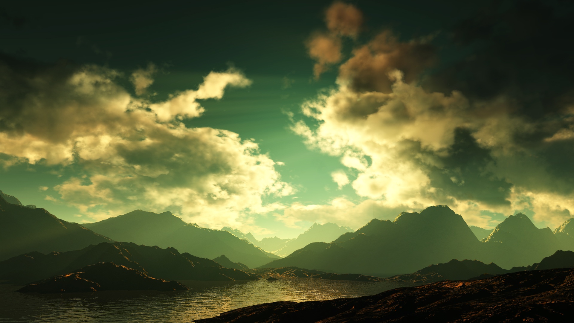 Закат в горах обои