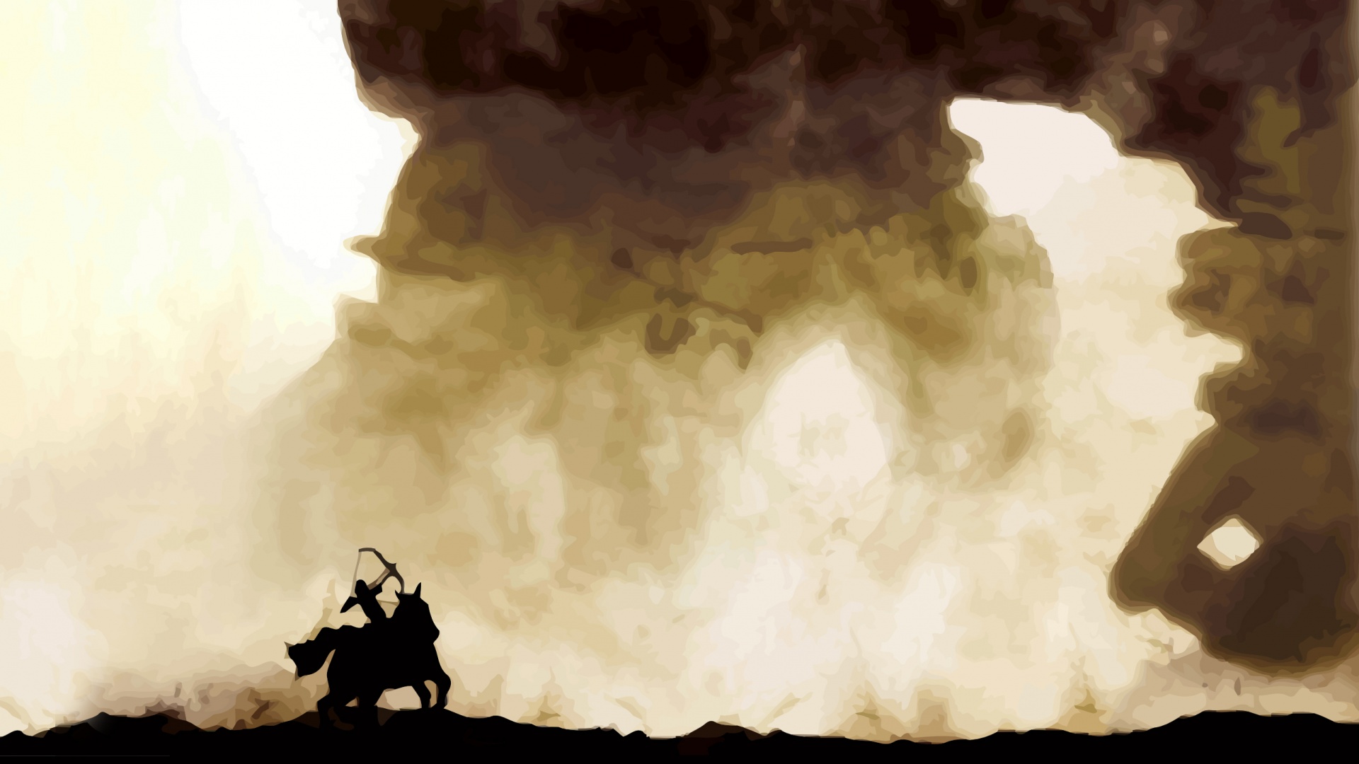 Всадник и огромный голем обои