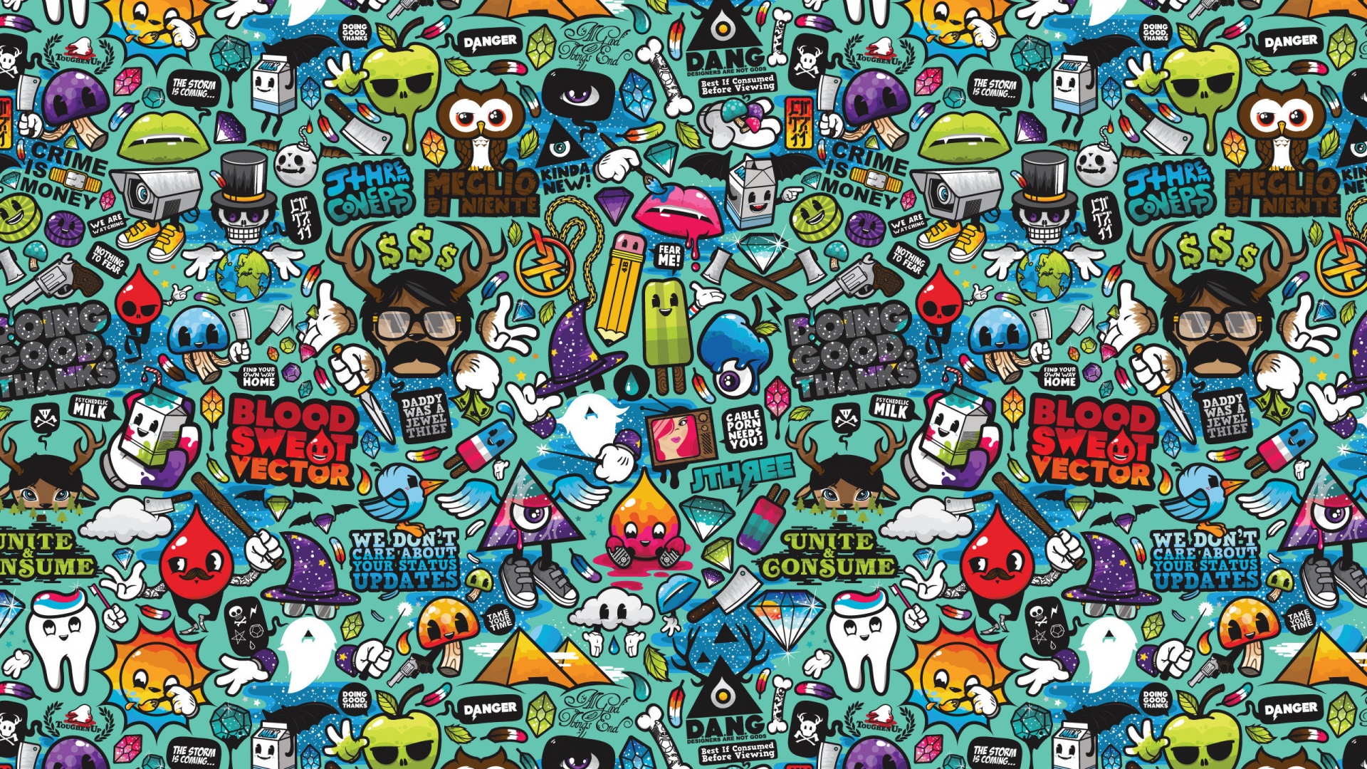 Коллаж из мультяшных картинок обои