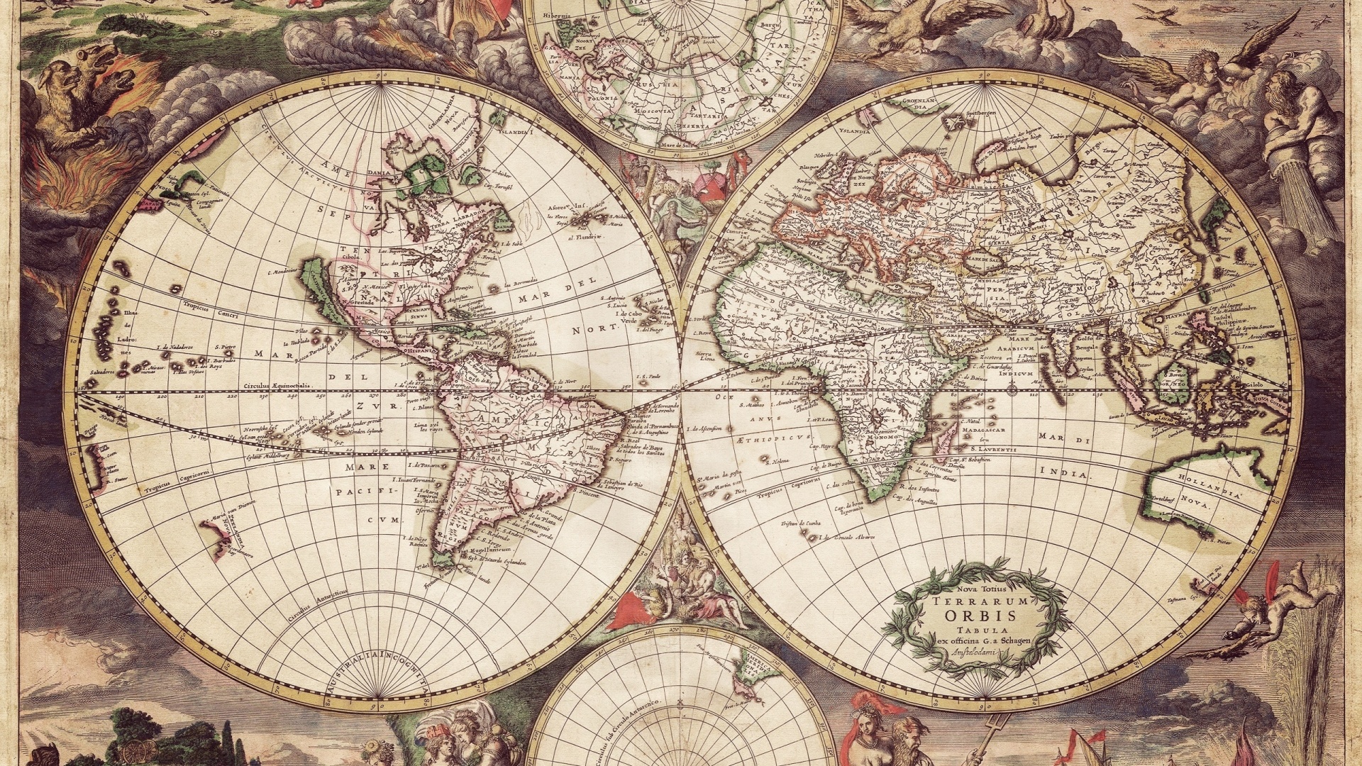 Старинная карта мира обои