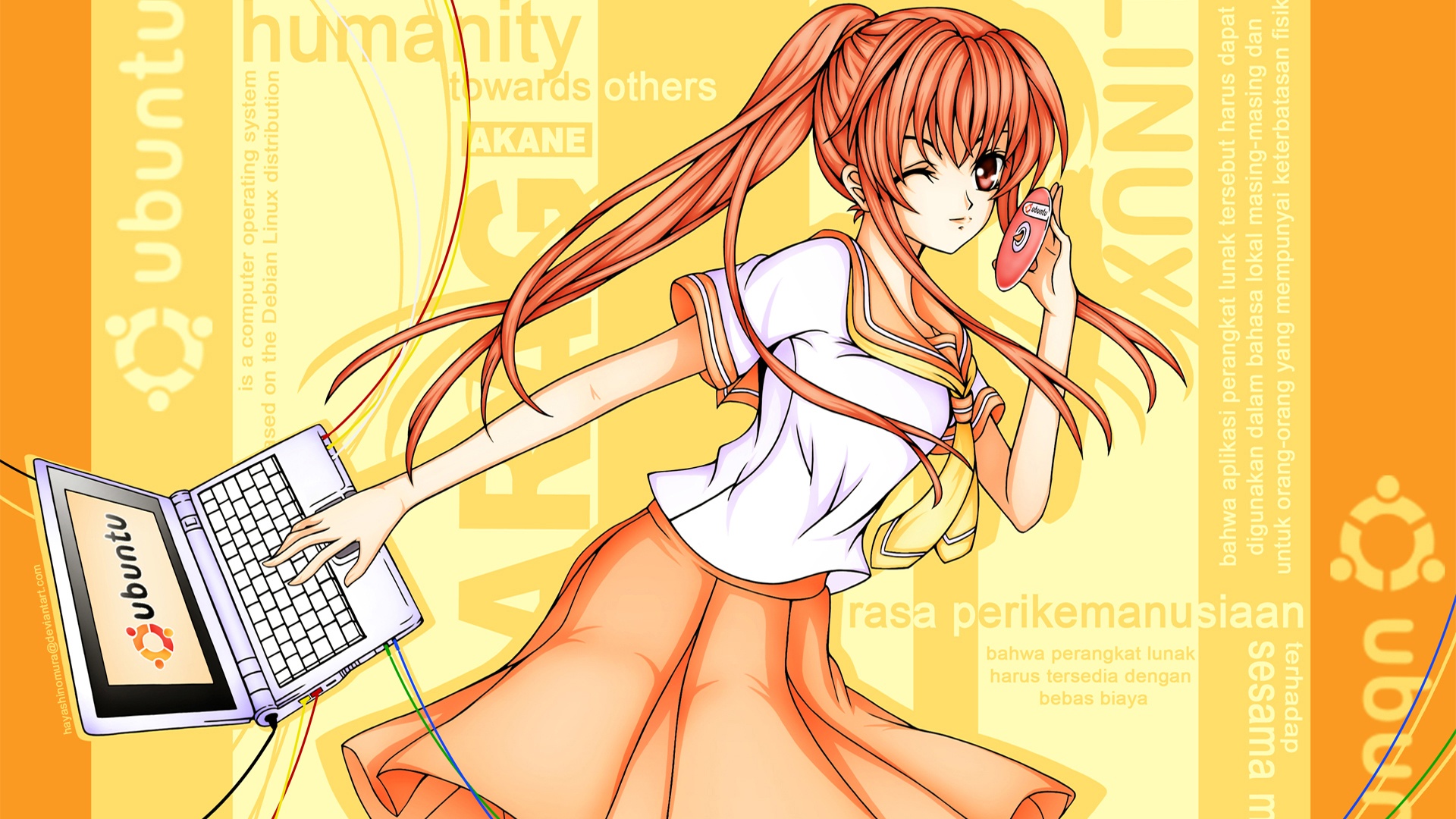 Ubuntu  в аниме обои