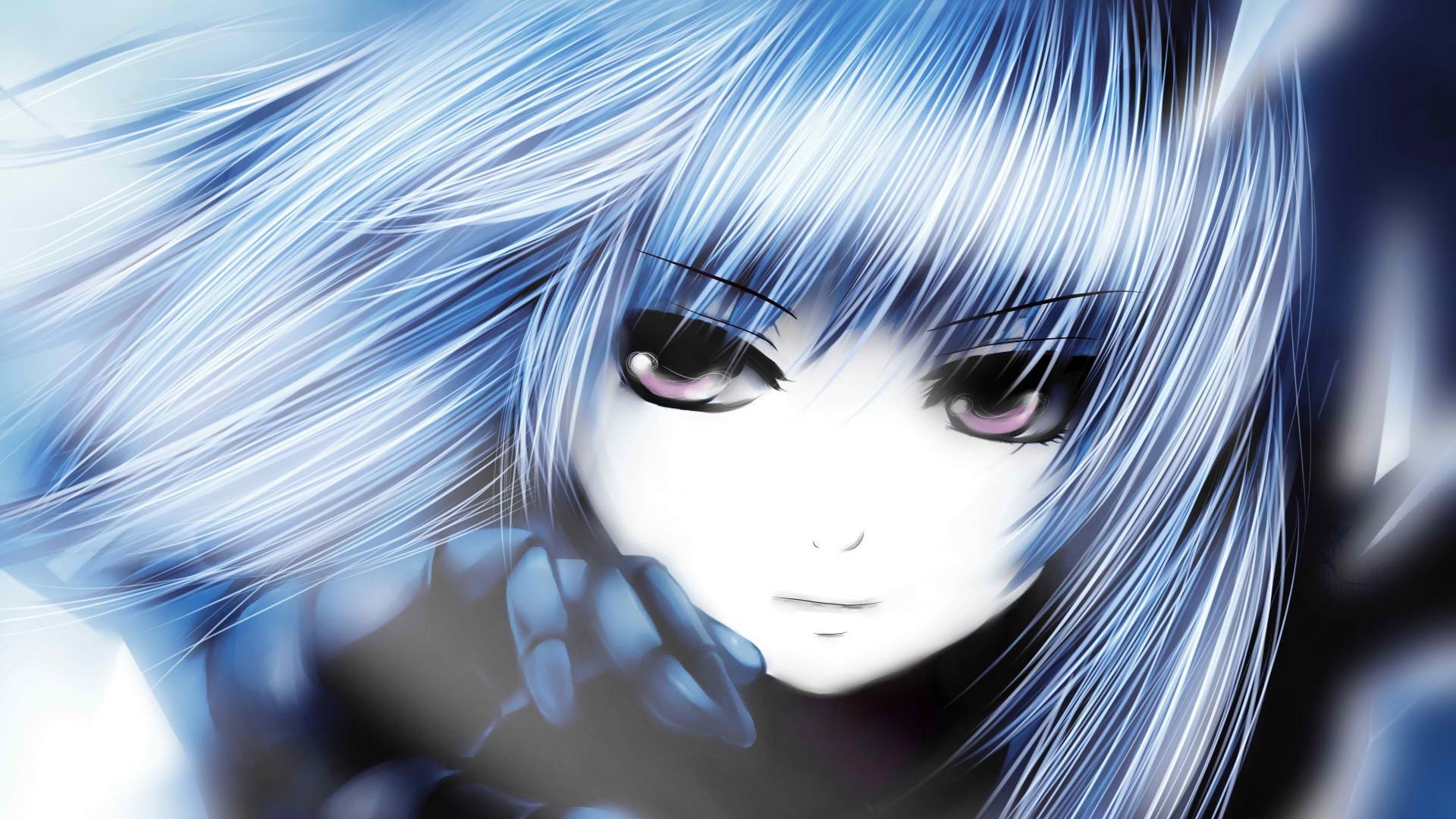 Девушка с голубыми волосами обои