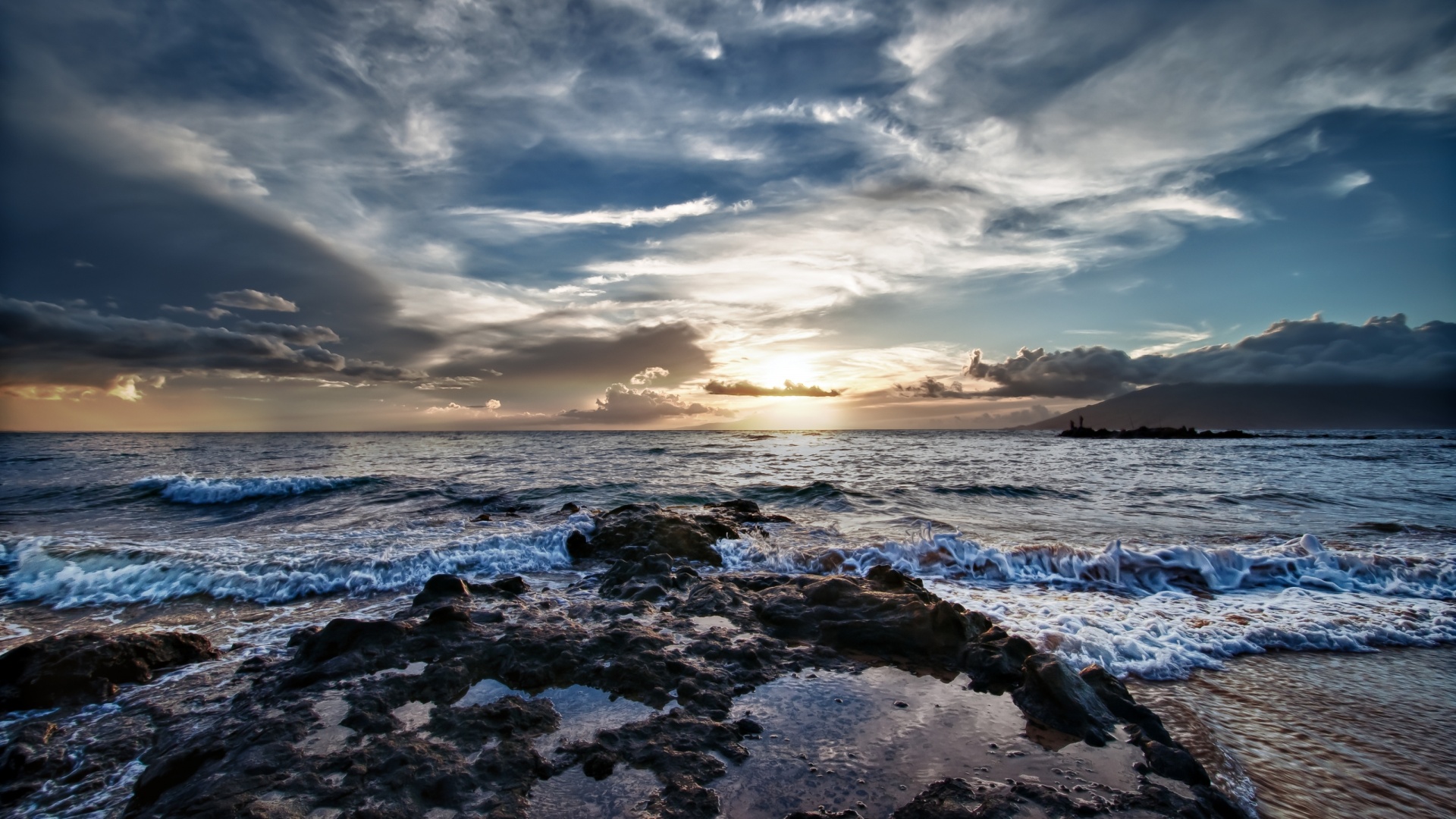 Закат на море обои