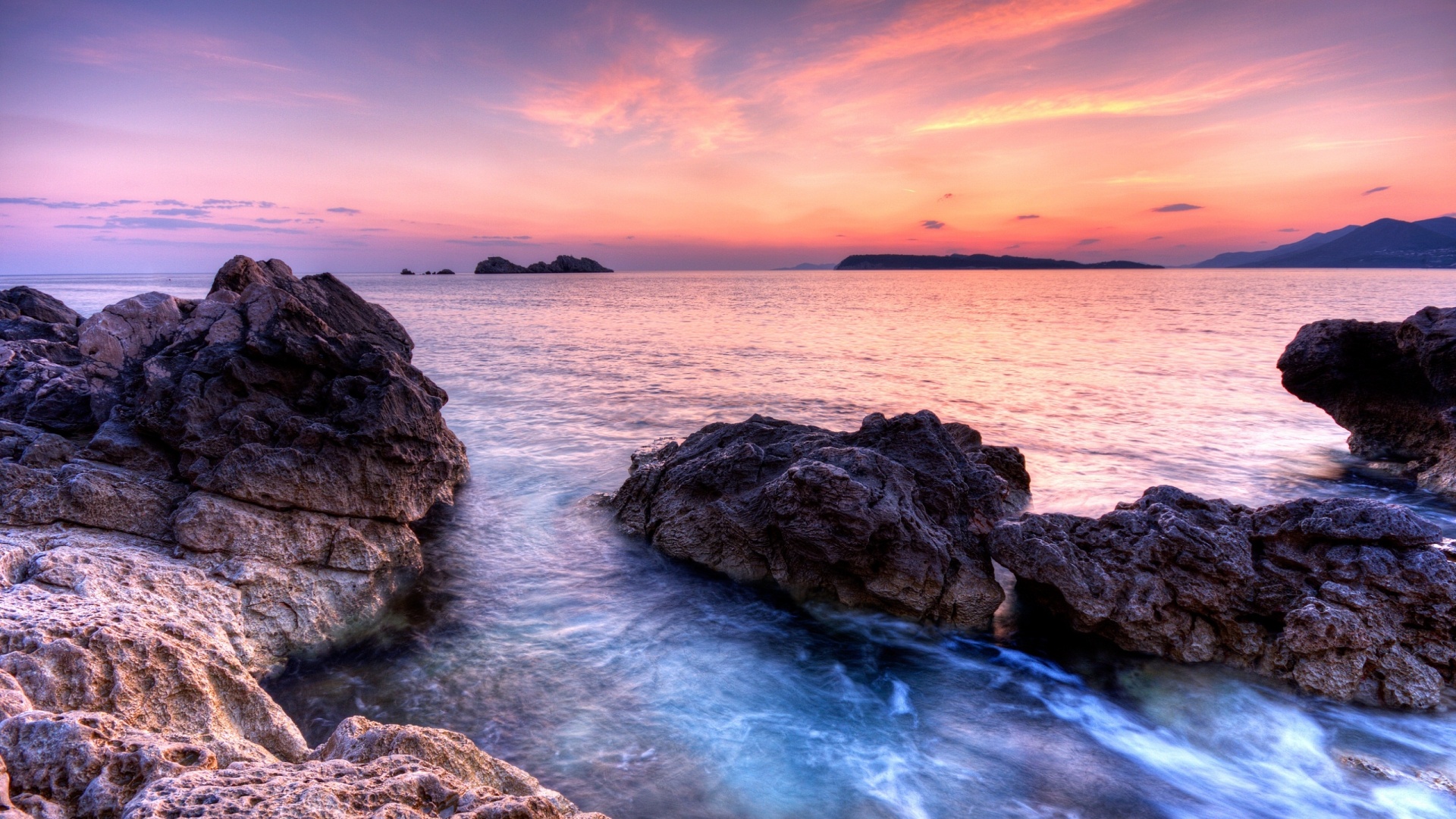 Закат на море обои