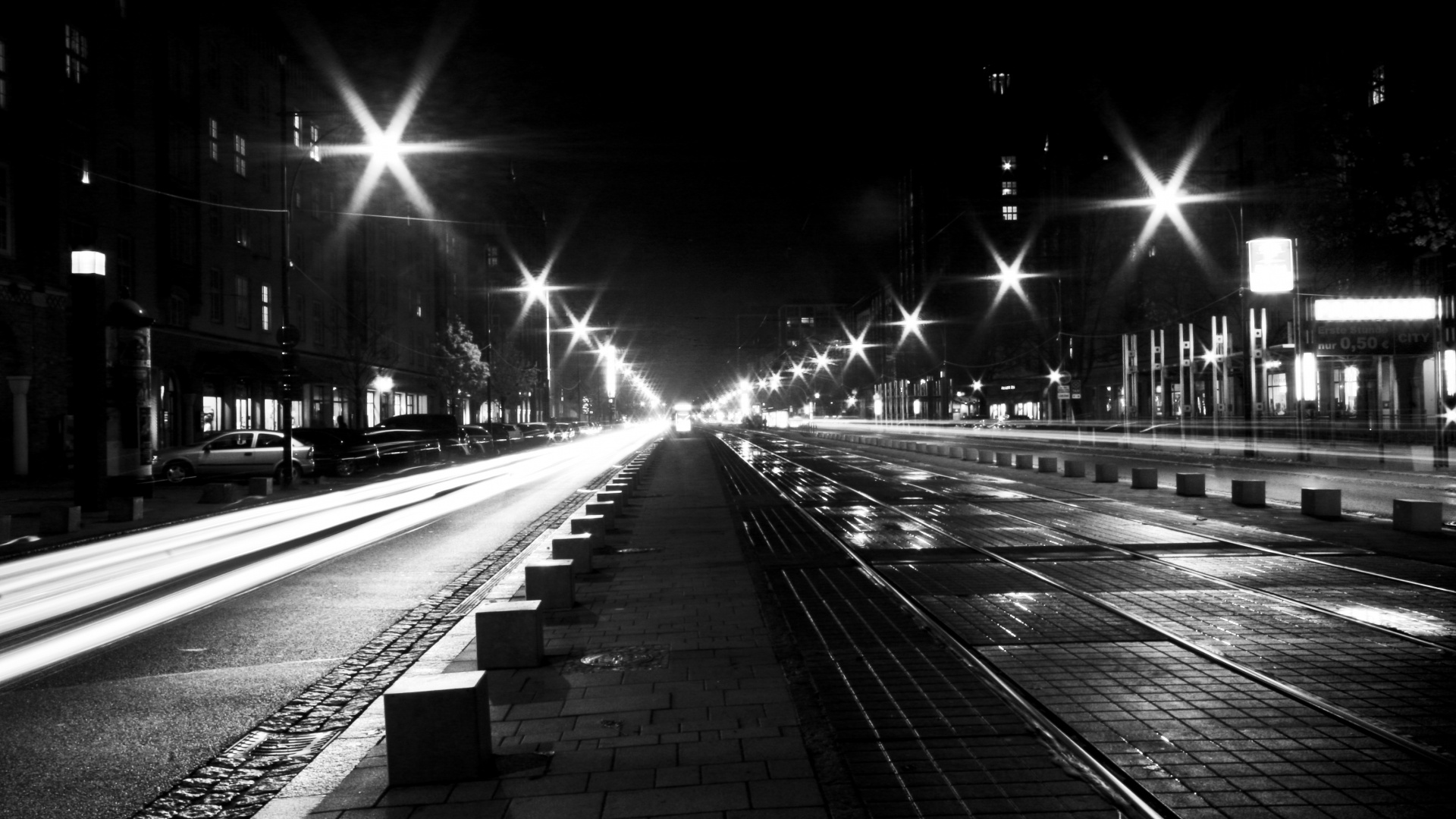 Мгновение на улице ночного города обои