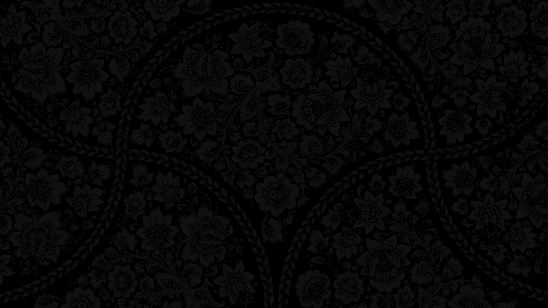 Черный цветастый узор под хохлому обои