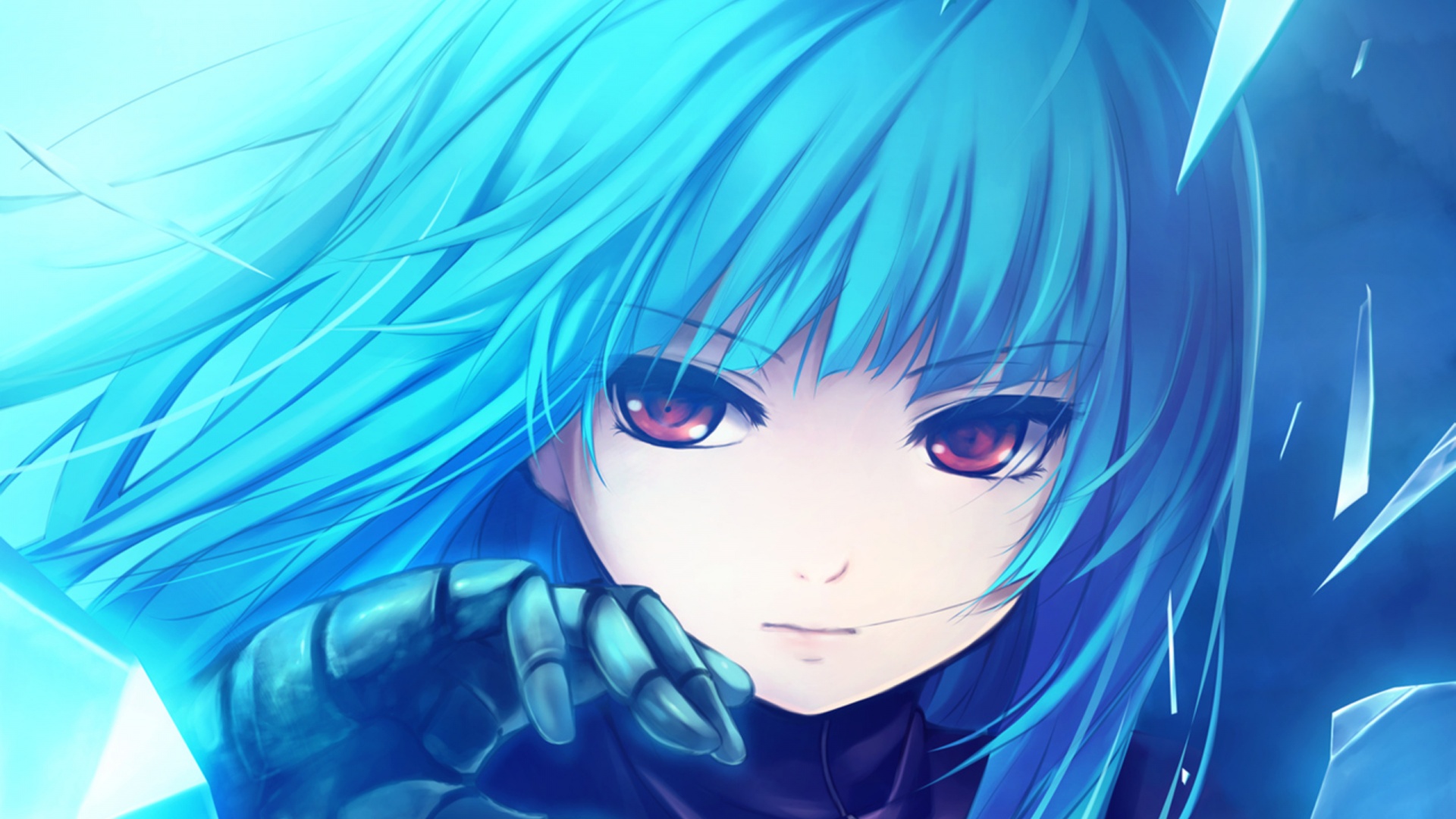 Аниме девушка с голубыми волосами обои