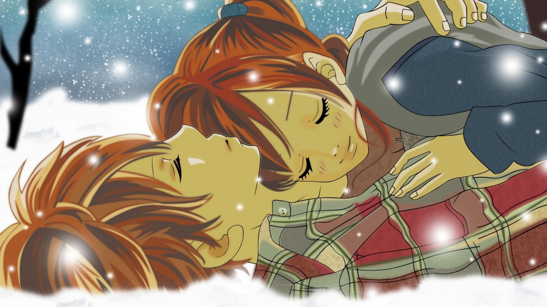 Двое на снегу из Bokura Ga Ita обои