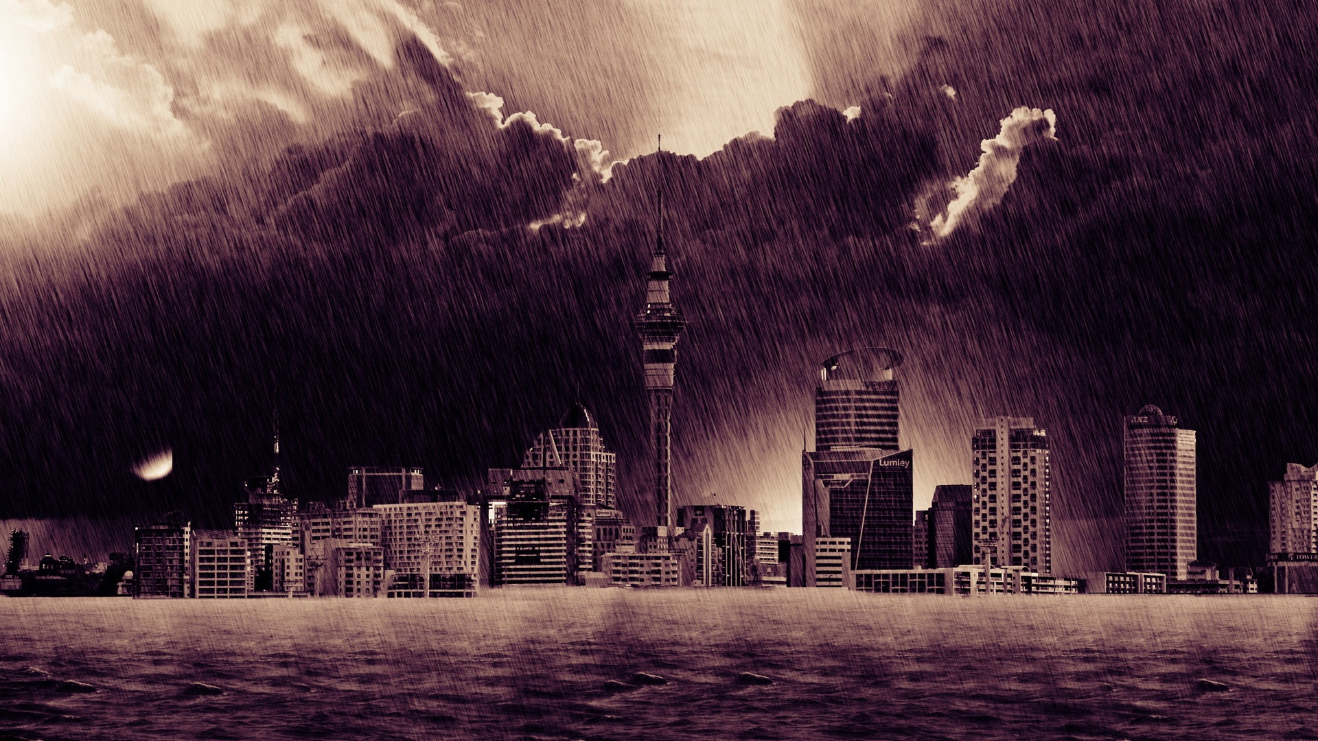 Гроза над городом обои