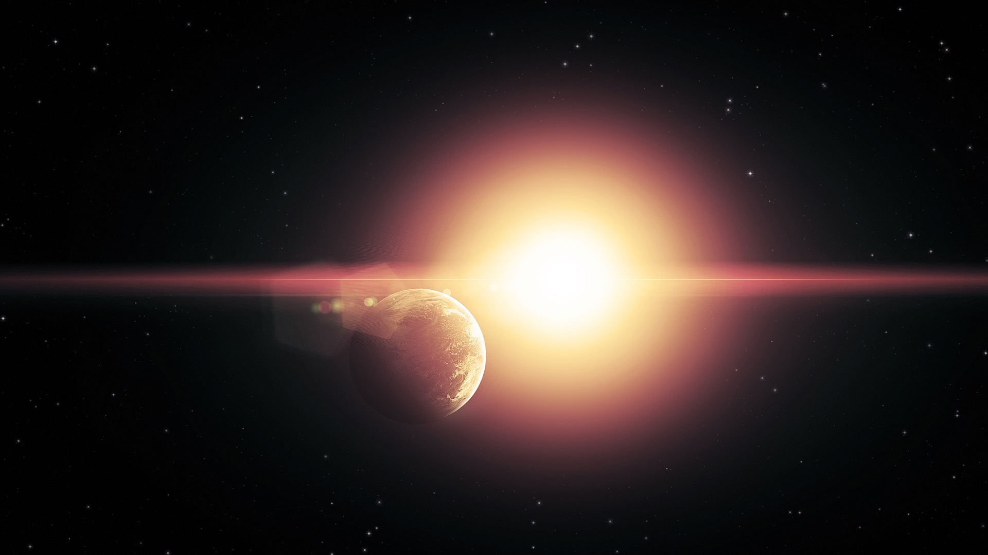 Планета на фоне звезды обои