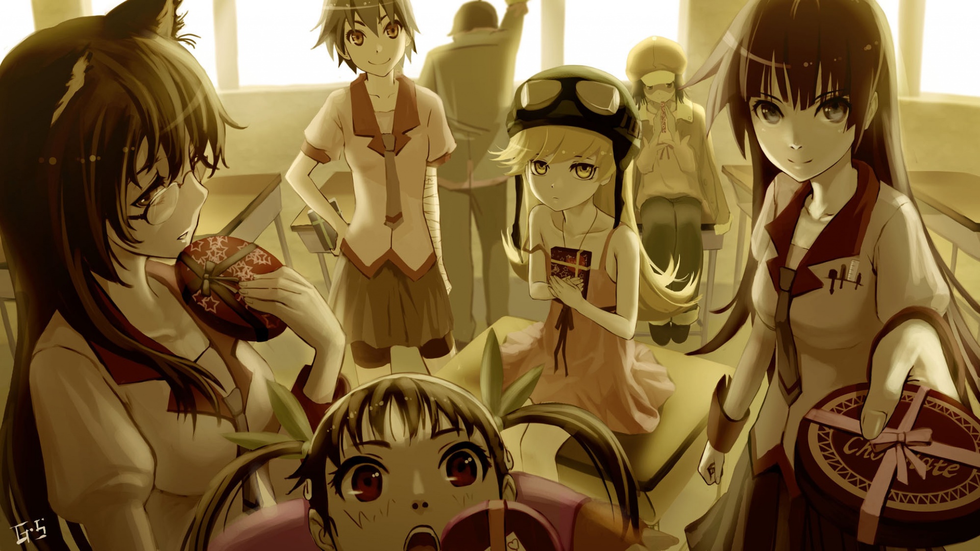 Девушки из Bakemonogatari обои