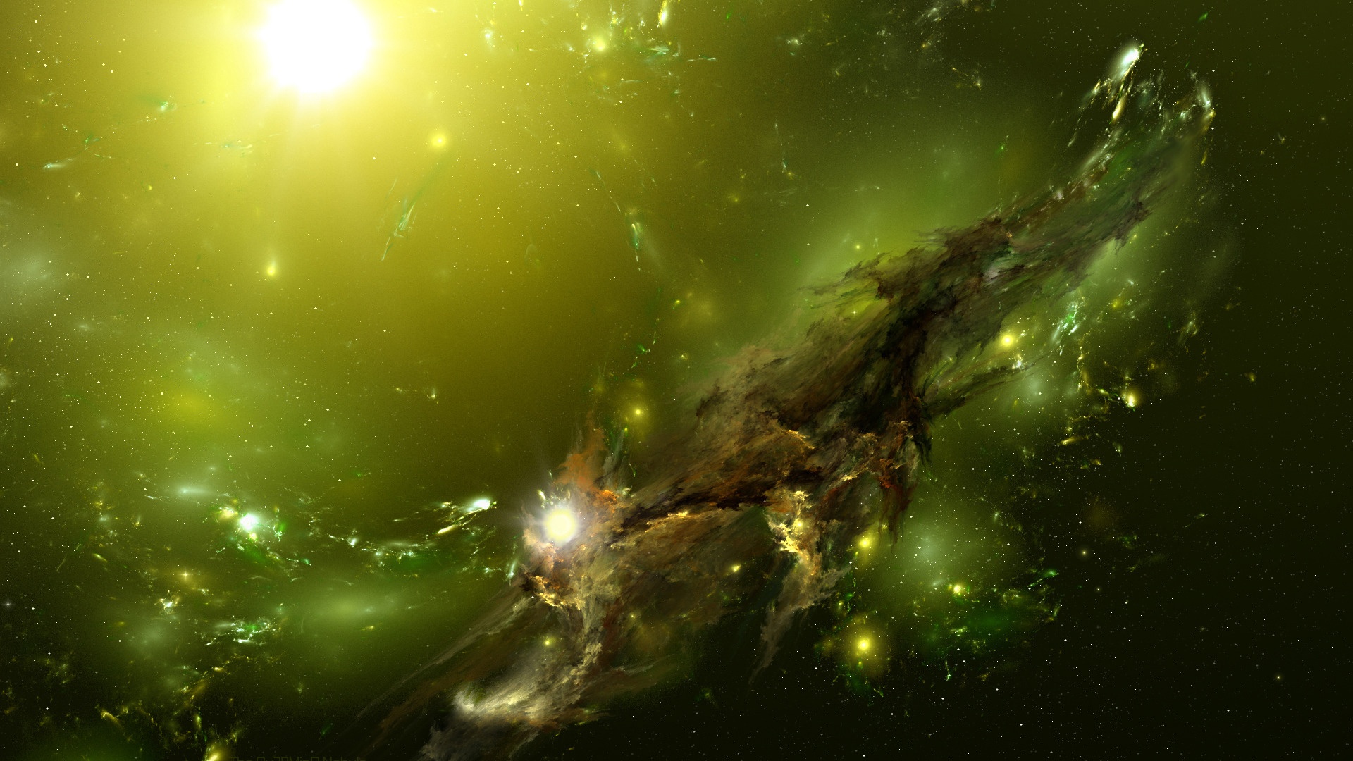 Зеленая туманность обои