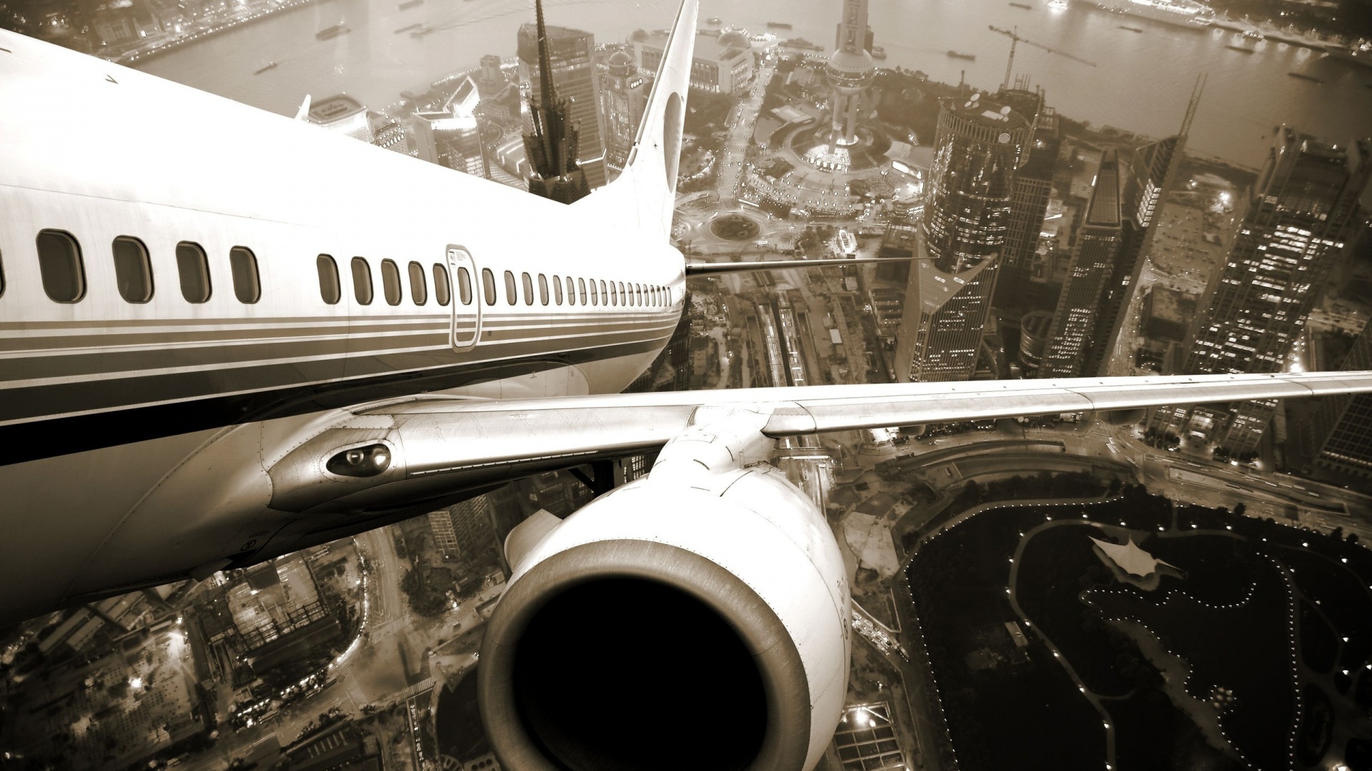 Взлет над городом обои