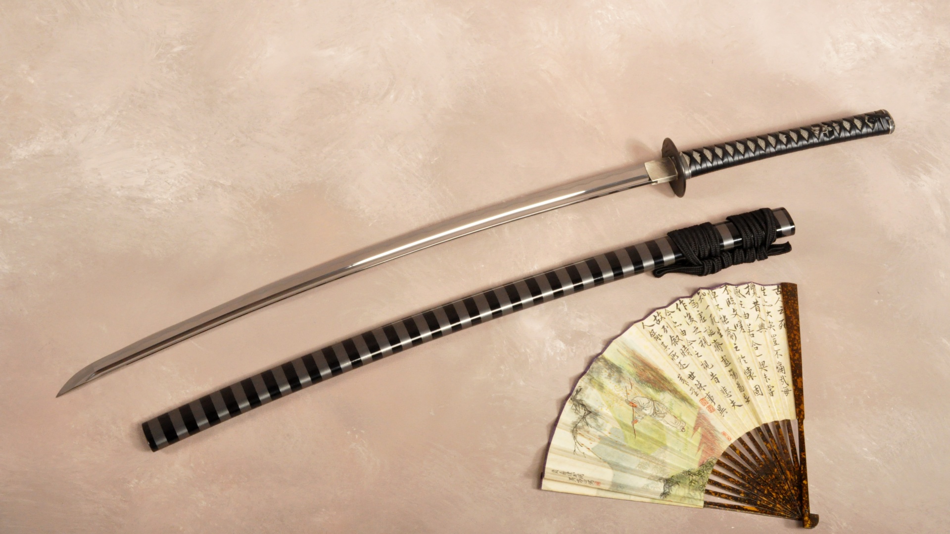Катана и веер обои