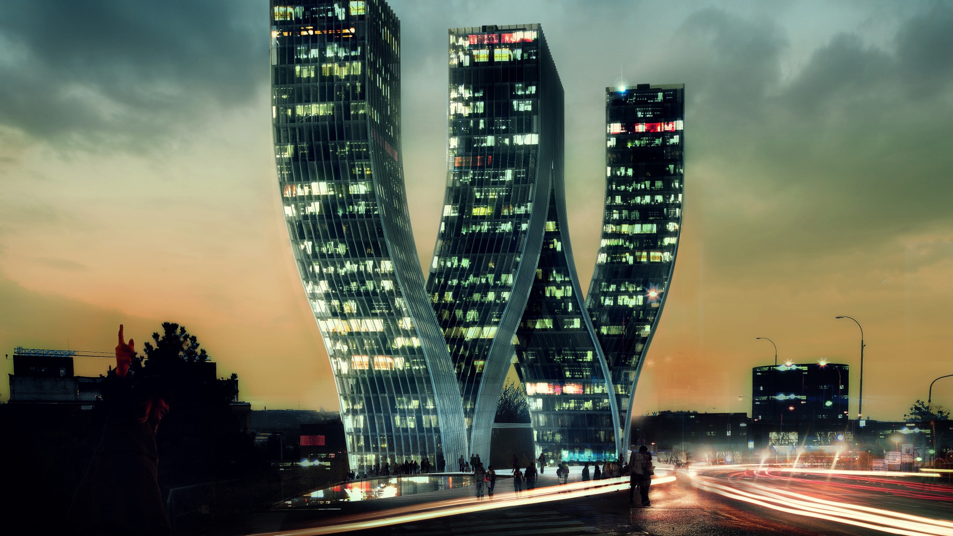 Здание в форме буквы W обои