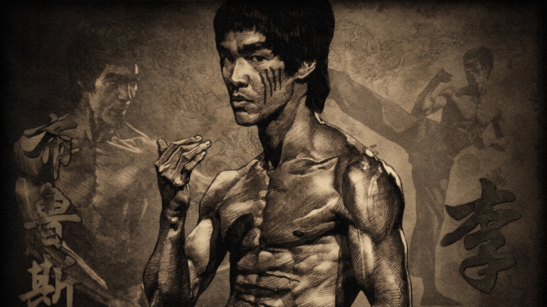 Портрет Брюса Ли обои