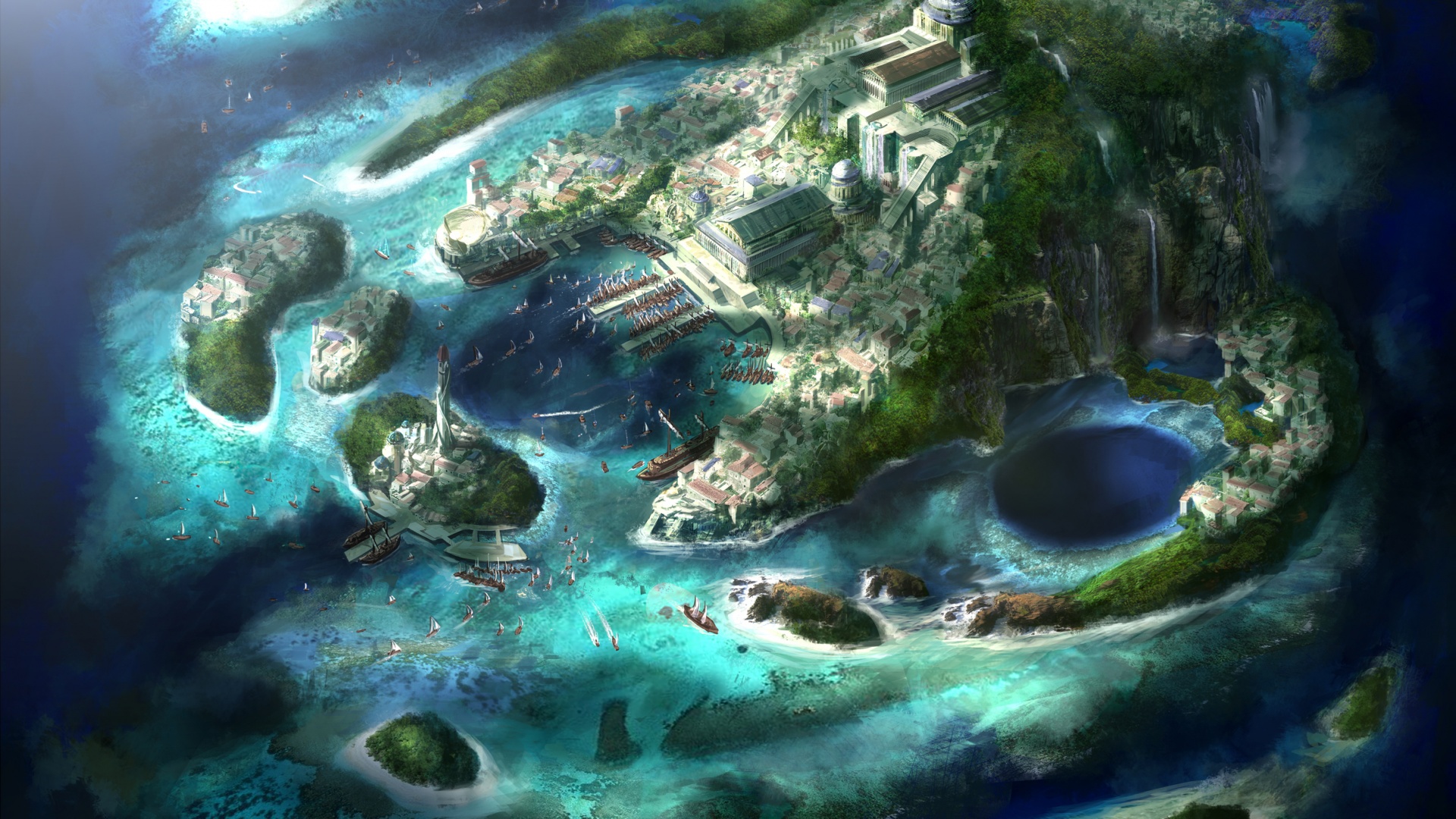 Город на острове обои