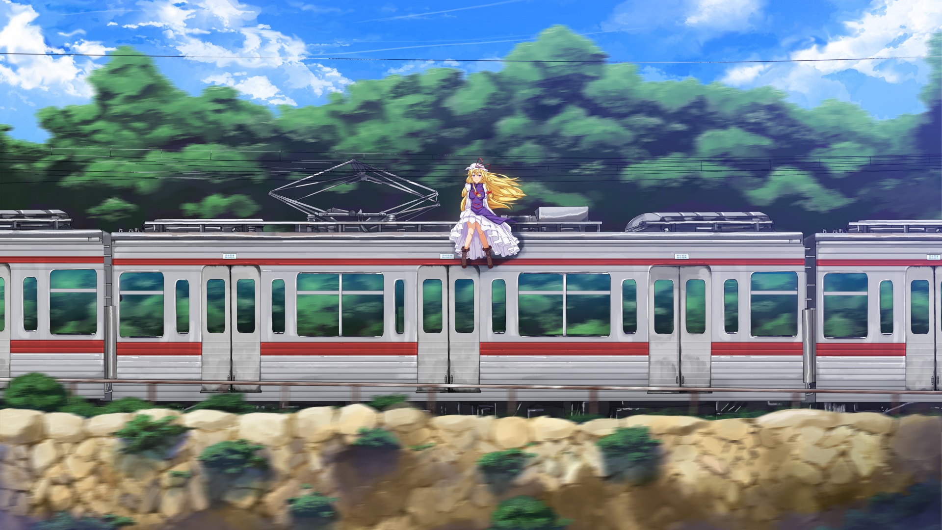 Девушка на крыше поезда обои