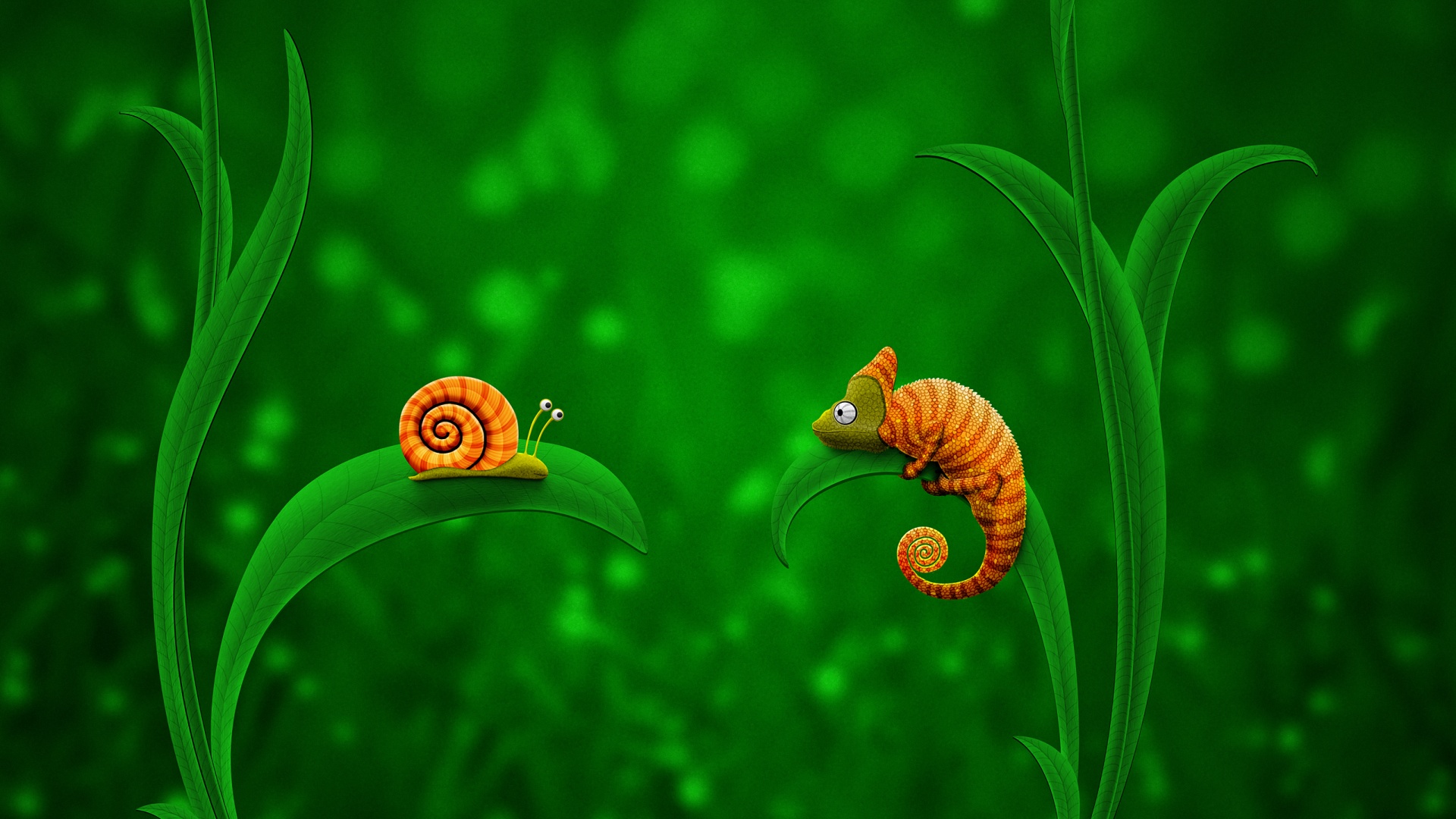 Хамелеон замаскированный под улитку обои