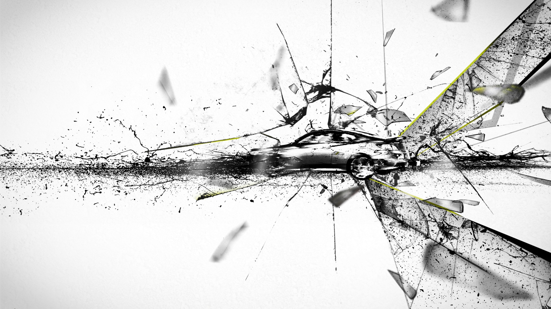 Летящие осколки обои