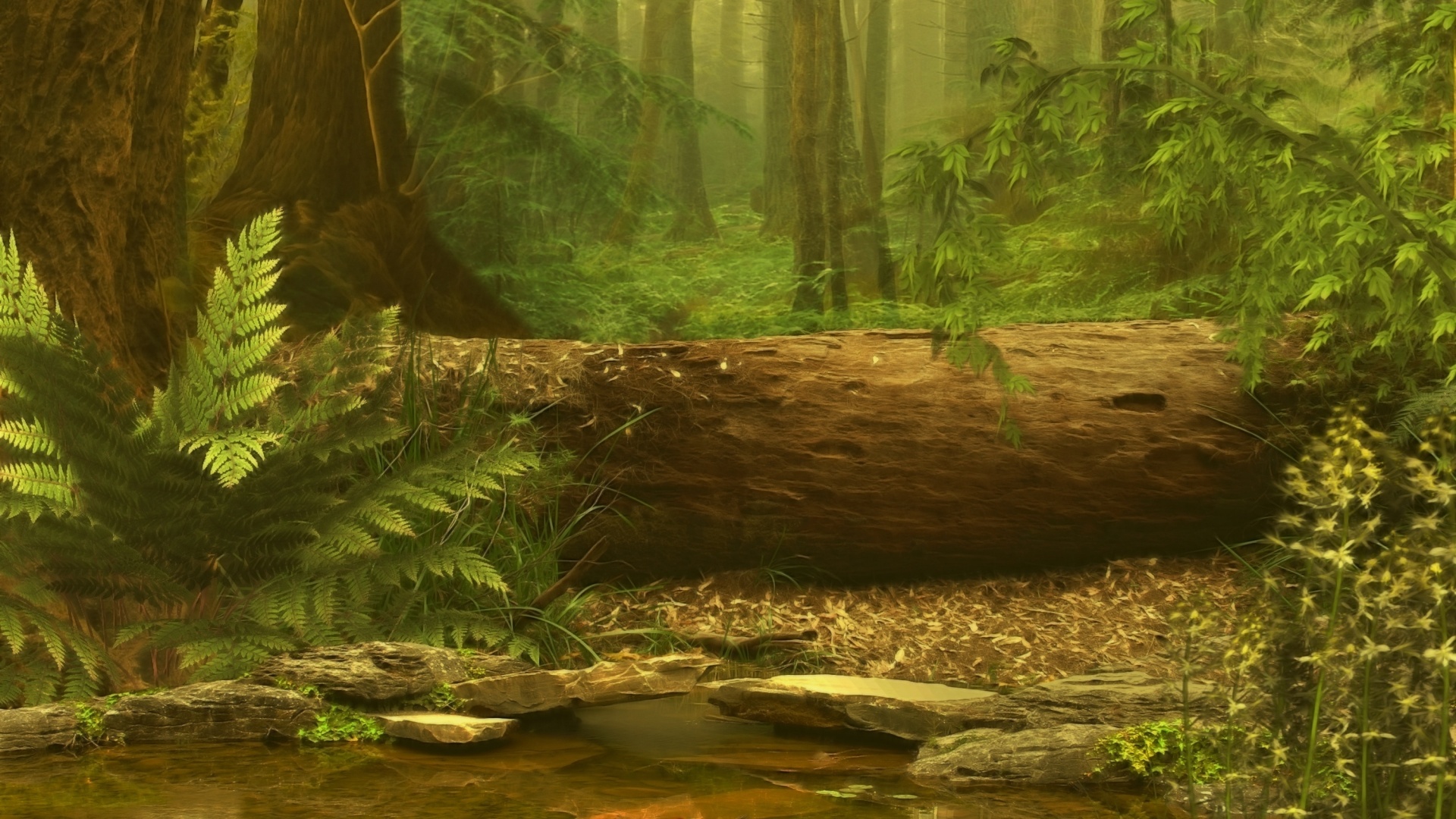 Лесной пейзаж обои