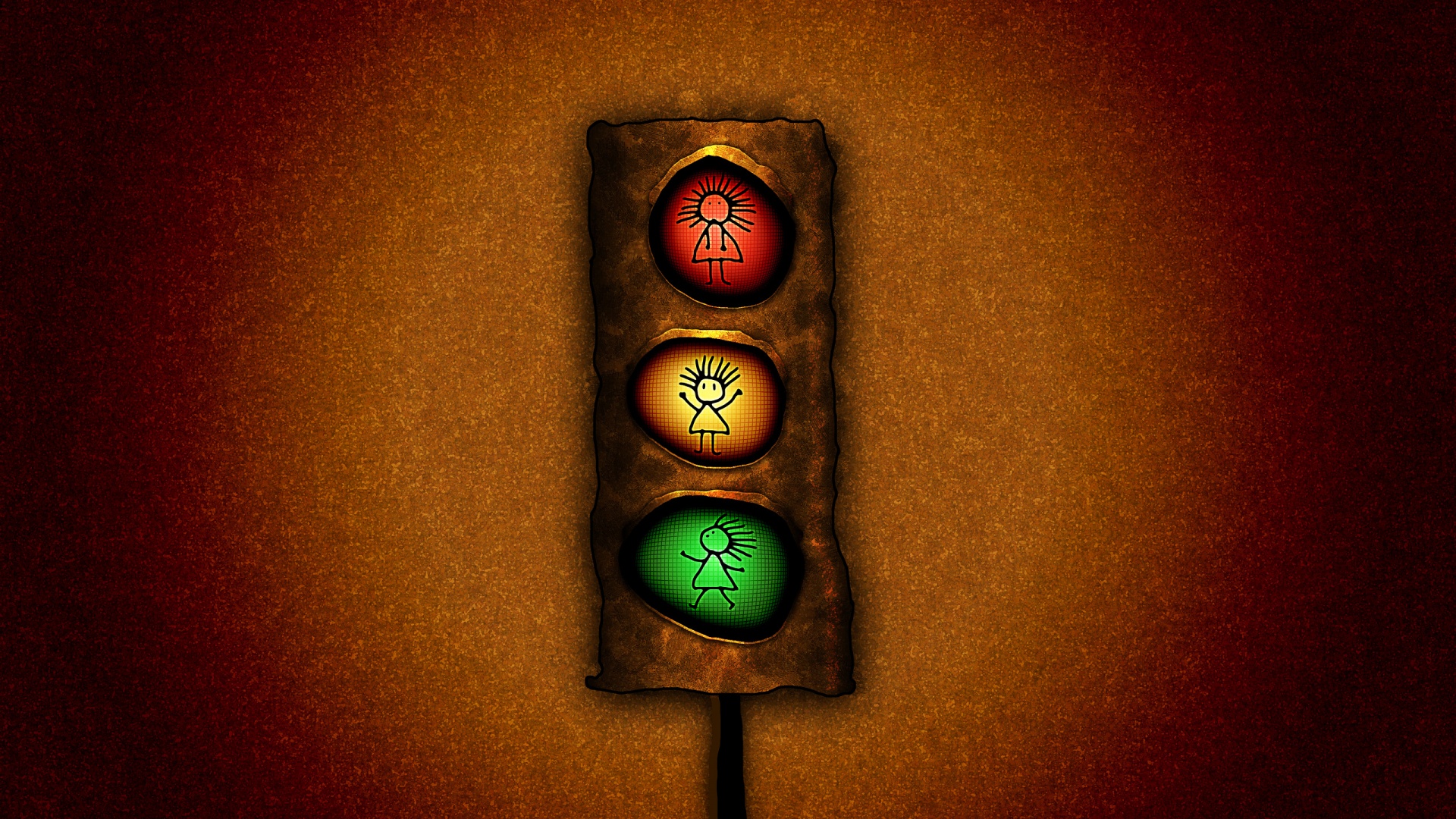 Нарисованный светофор обои