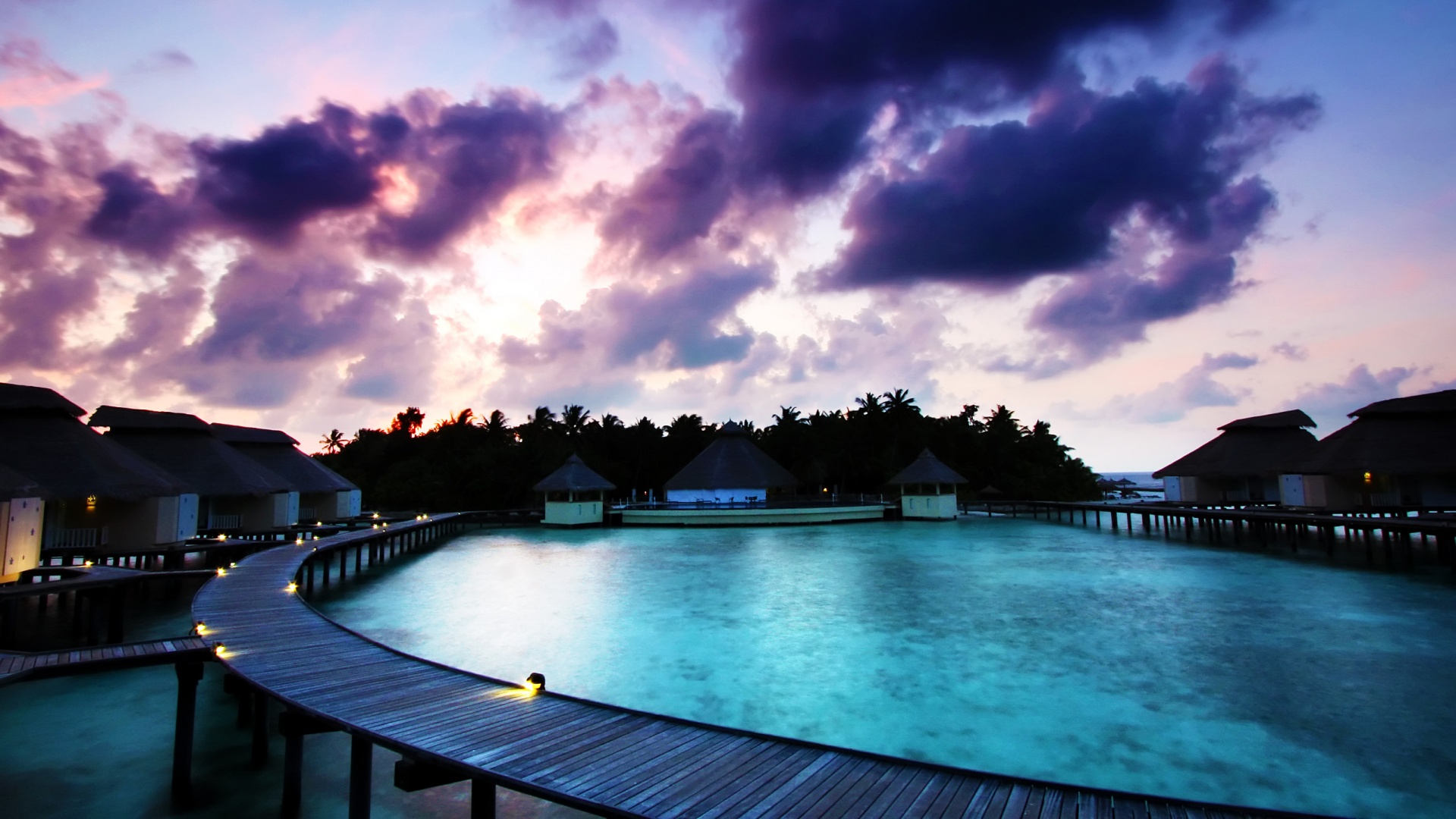 Бунгало на воде обои