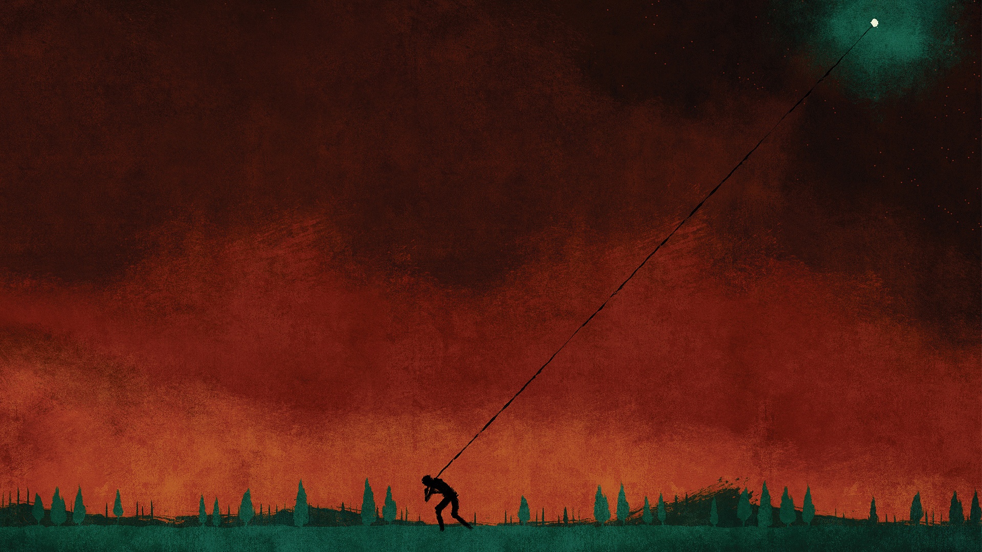 Человек тянущий звезду обои