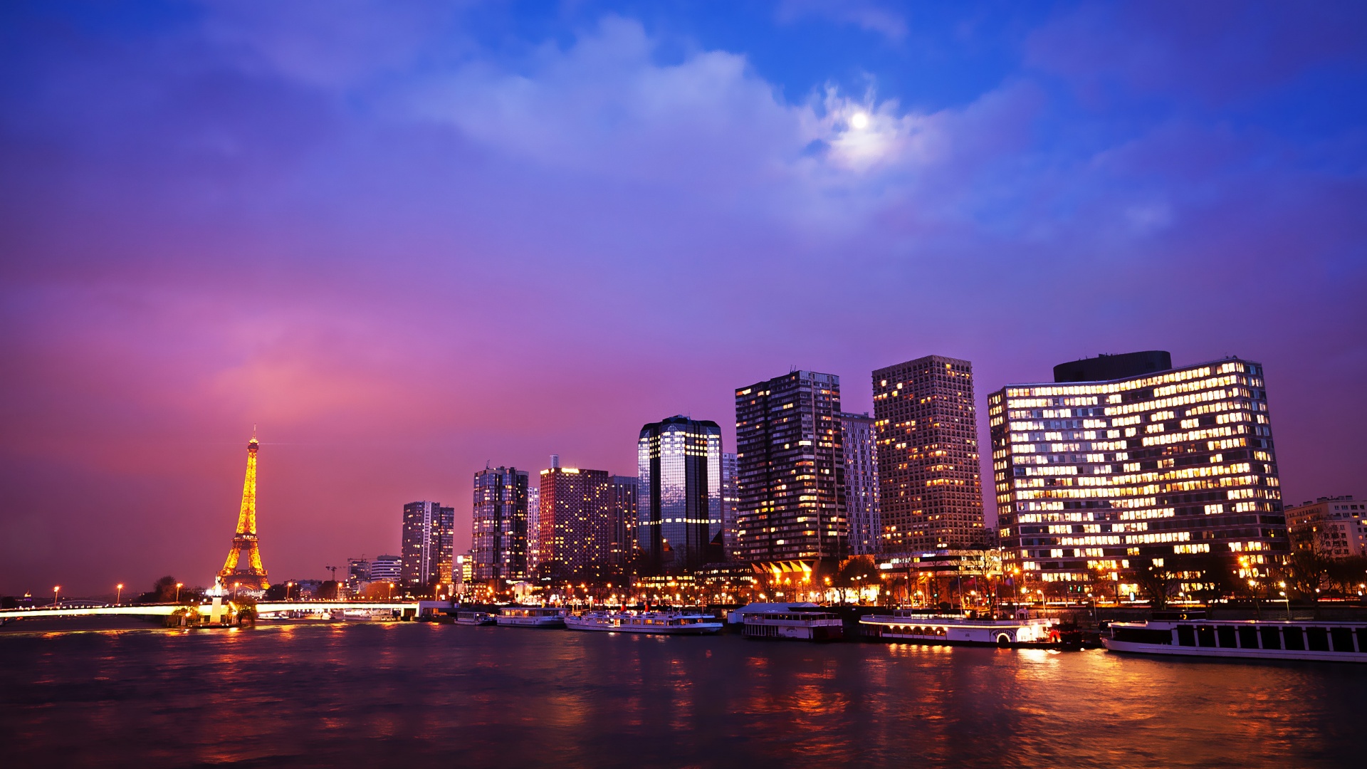 Вид на ночной Париж обои