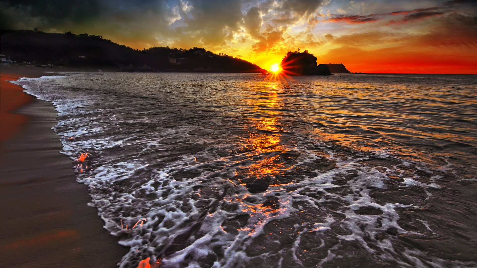 Закат в лагуне обои