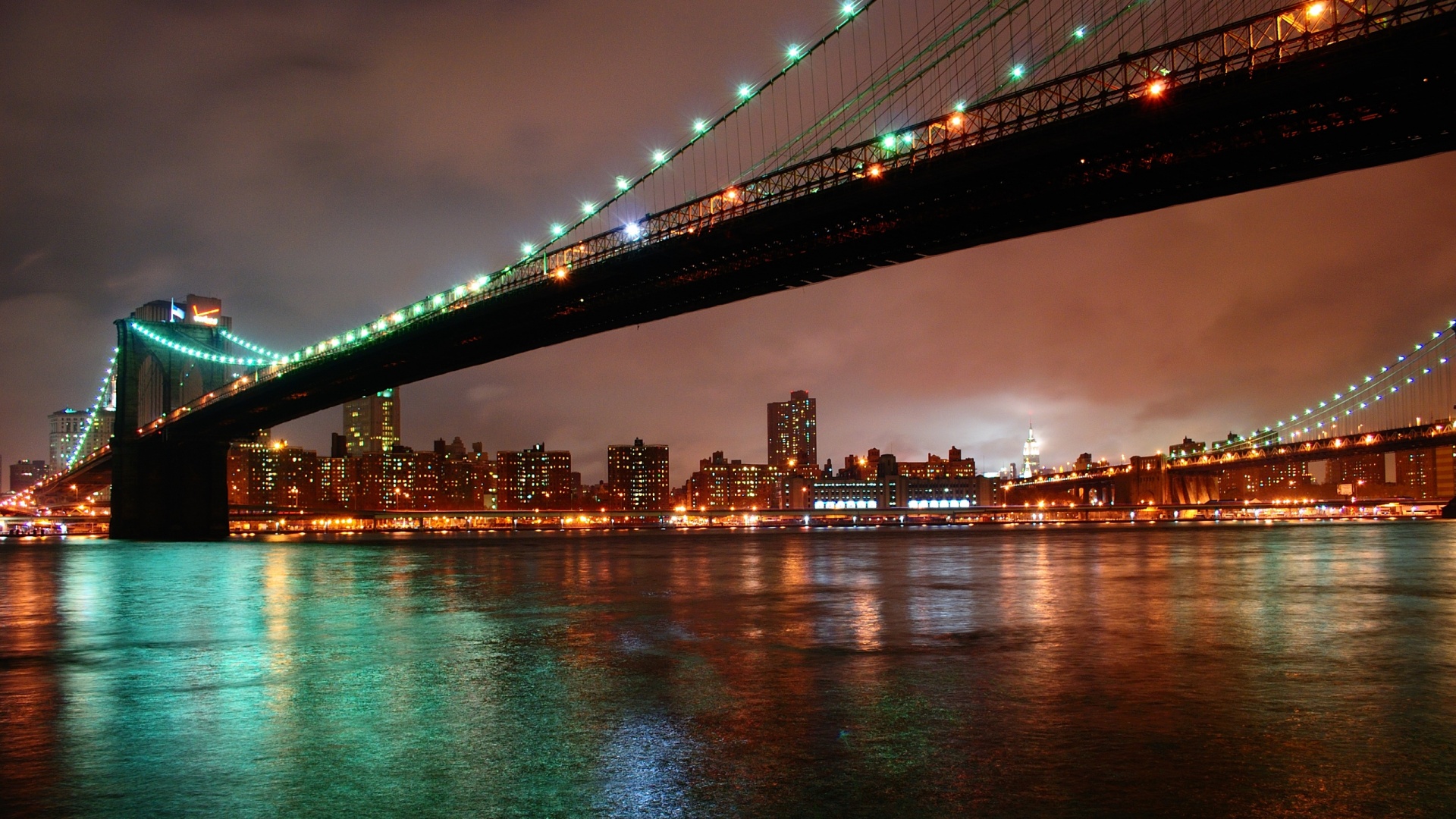 Мост в огнях обои