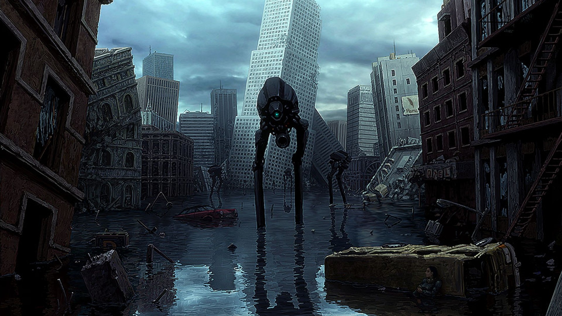 Постапокалиптический город обои