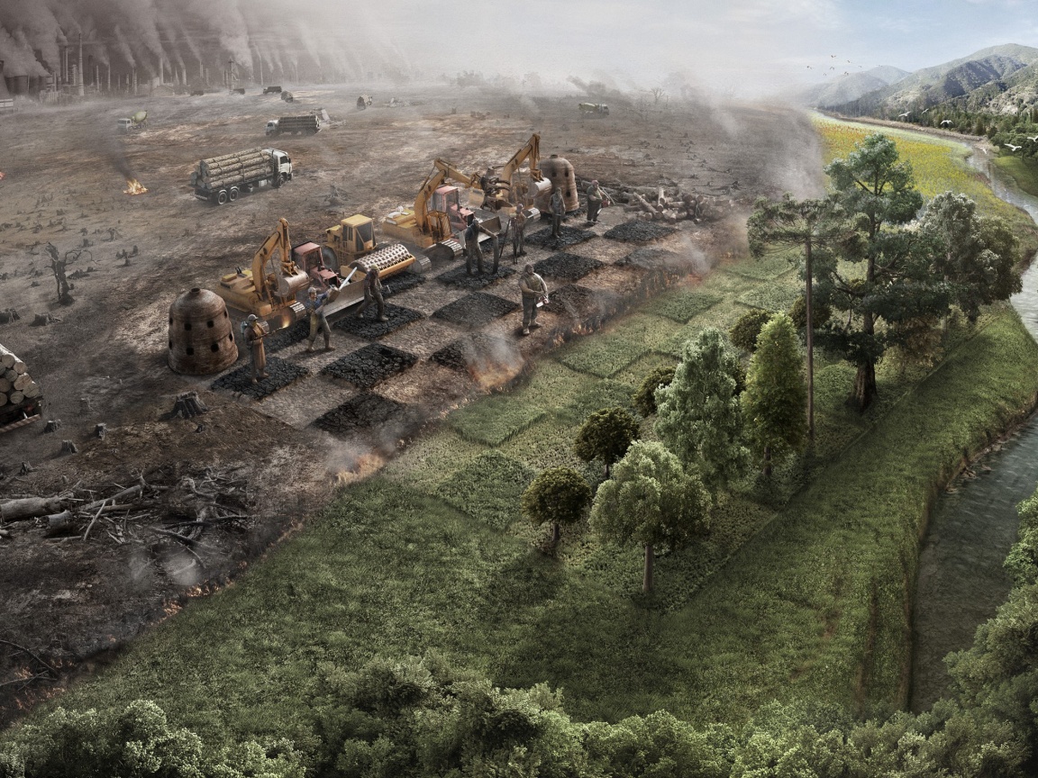 Цивилизация против природы обои