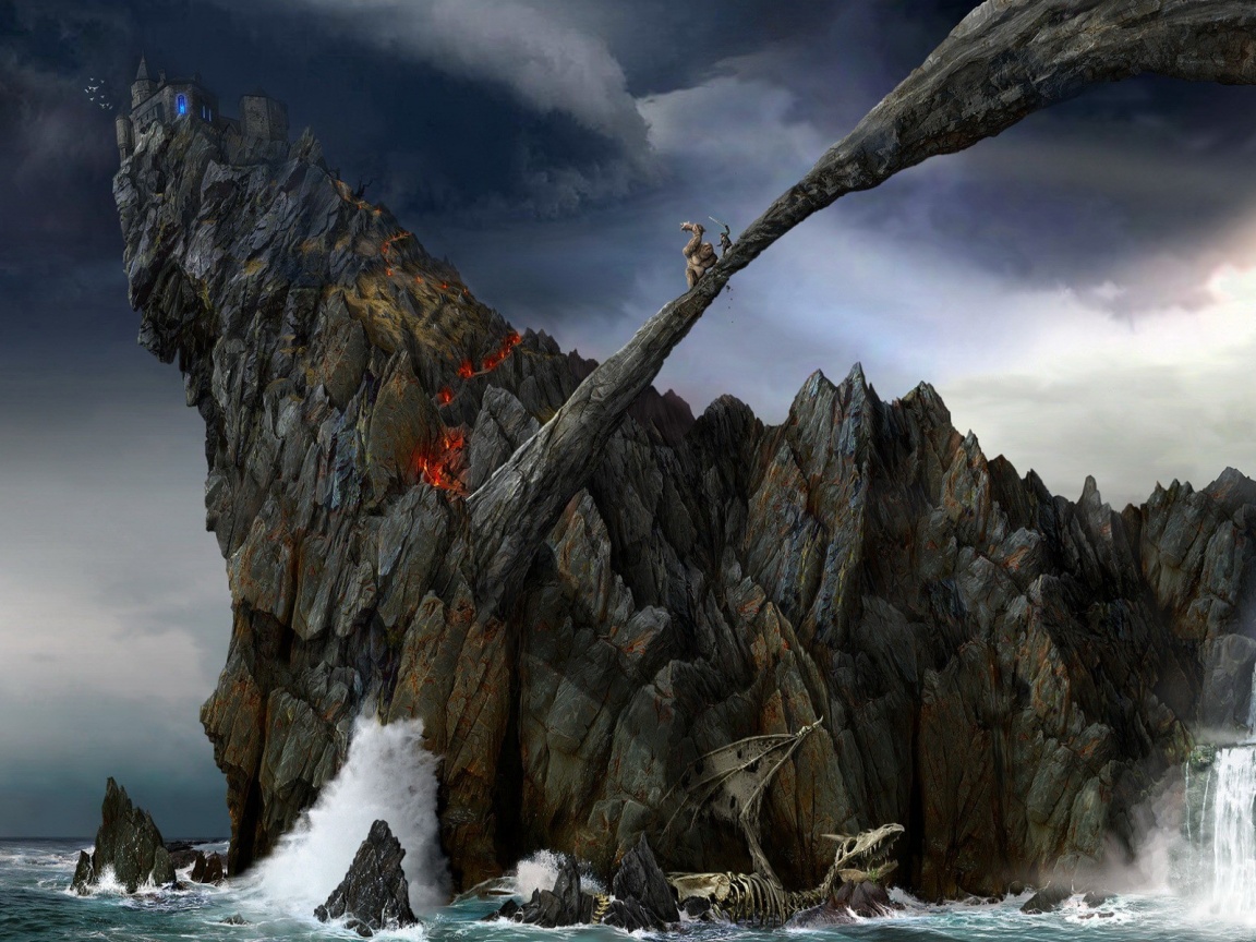 Бой на скале обои