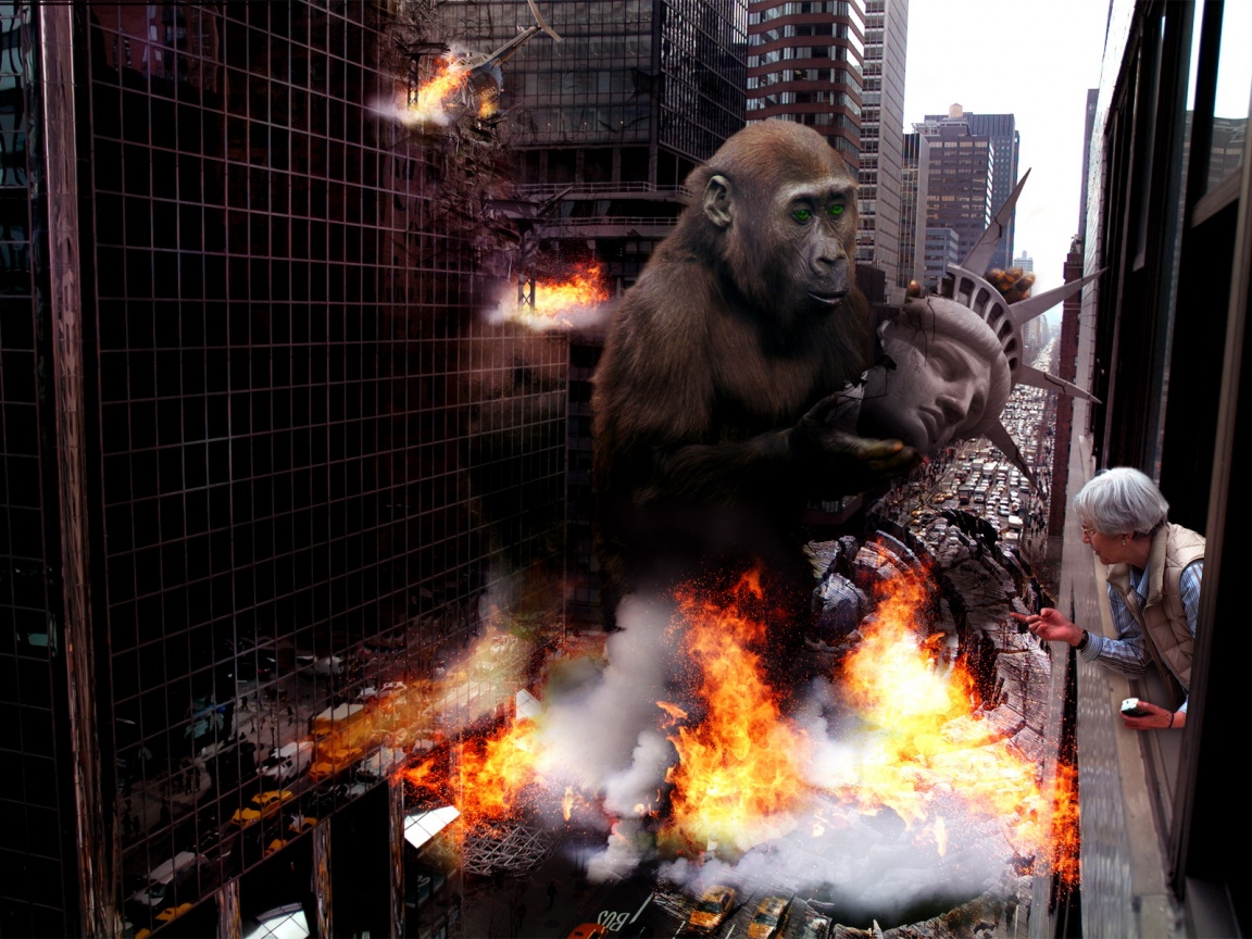 Обезьяна терроизирует Нью-Йорк обои