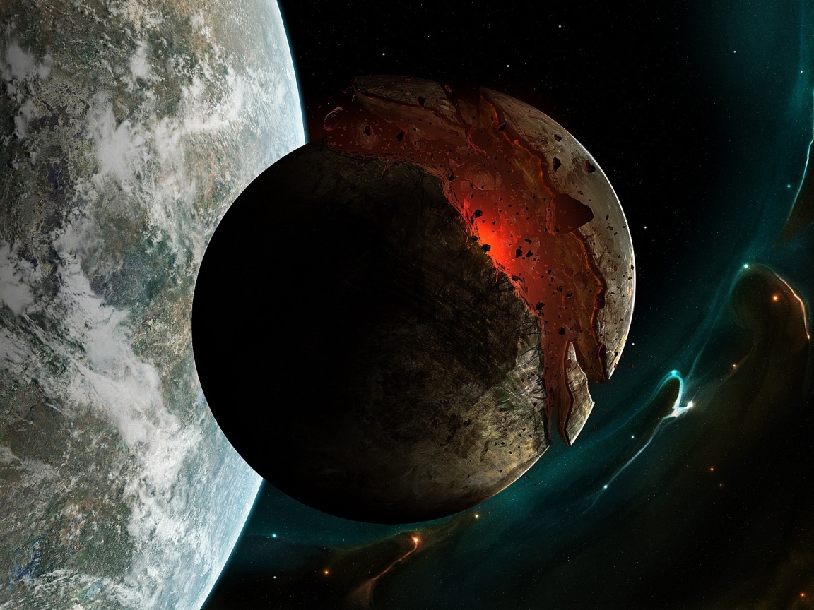 Спутник раскалывается пополам обои