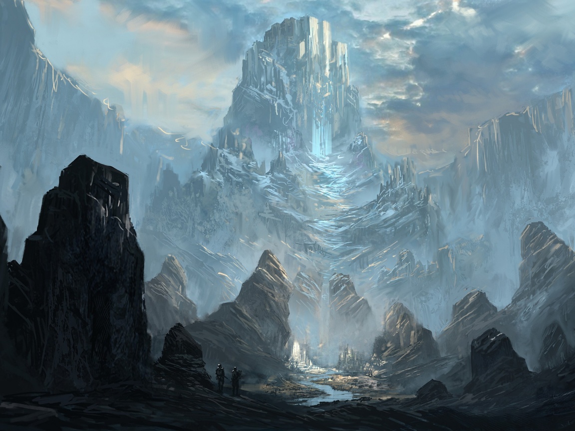 Город в горах обои